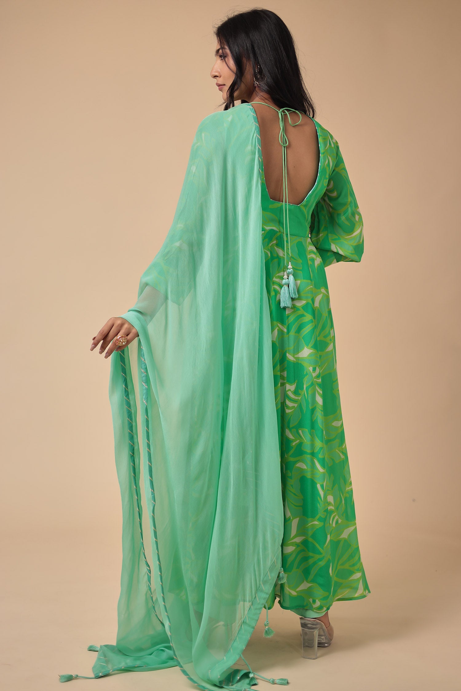 Printed Georgette Anarkali Suit with Embroidered work