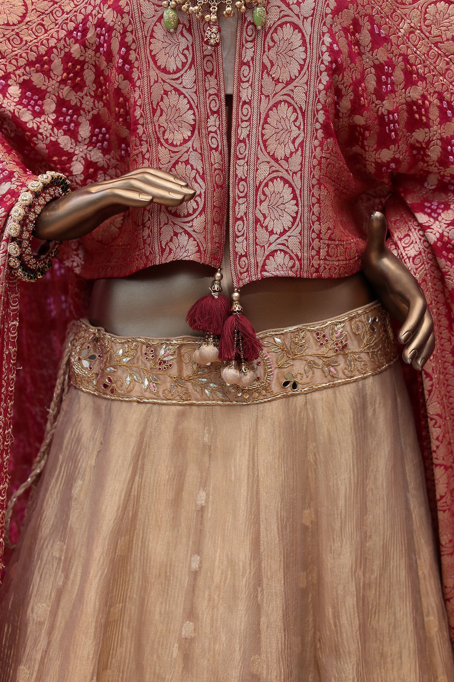 Tissue Lehenga Embroidered with Gota Patti, Mirror and Zardozi work