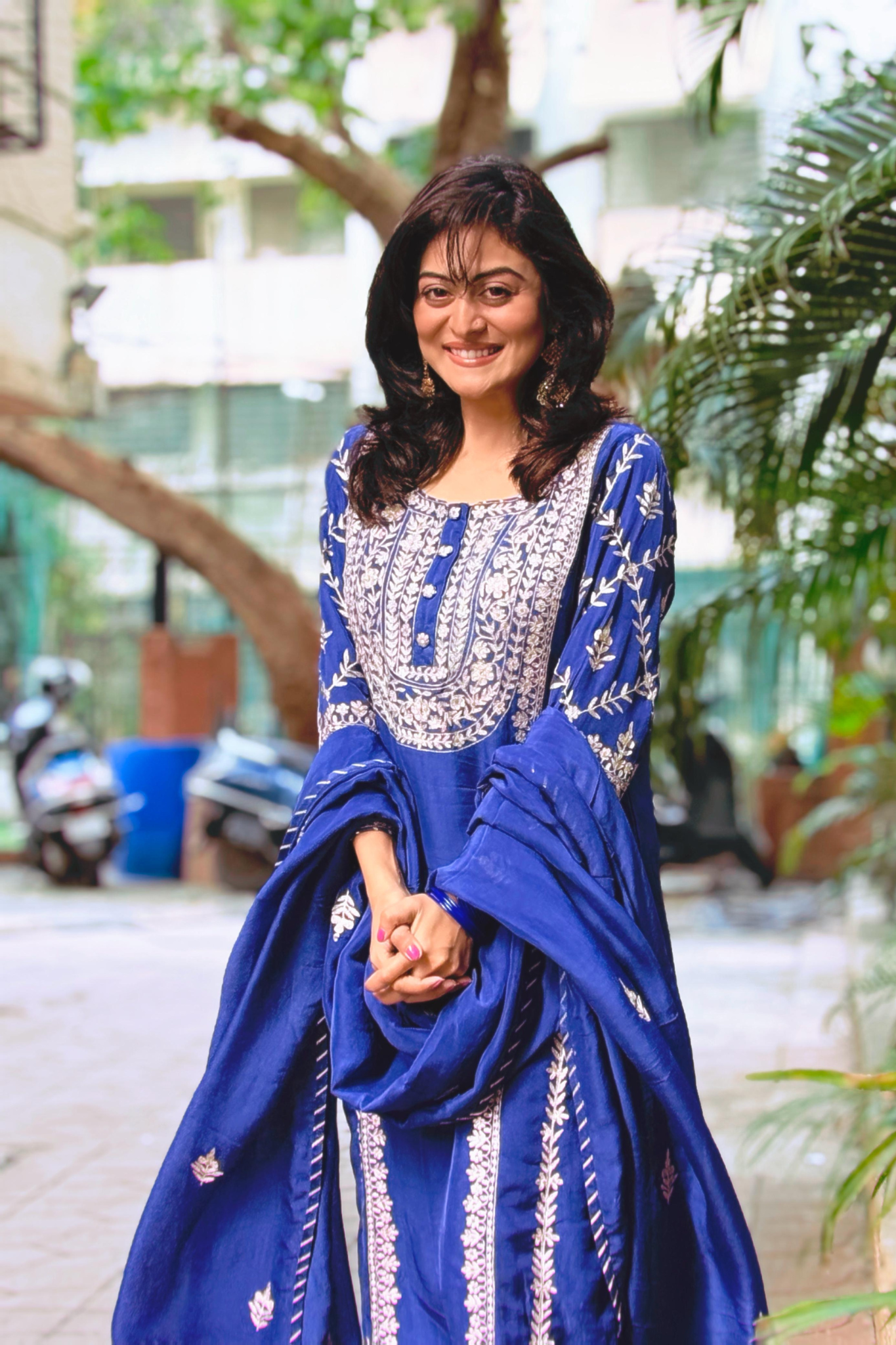 Georgette Straight Suit Embroidered with Pittan work