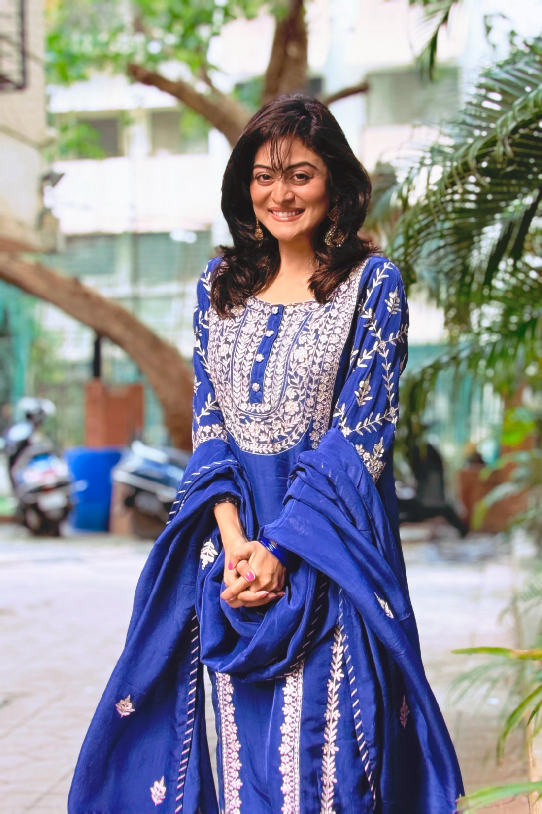 Georgette Straight Suit Embroidered with Pittan work