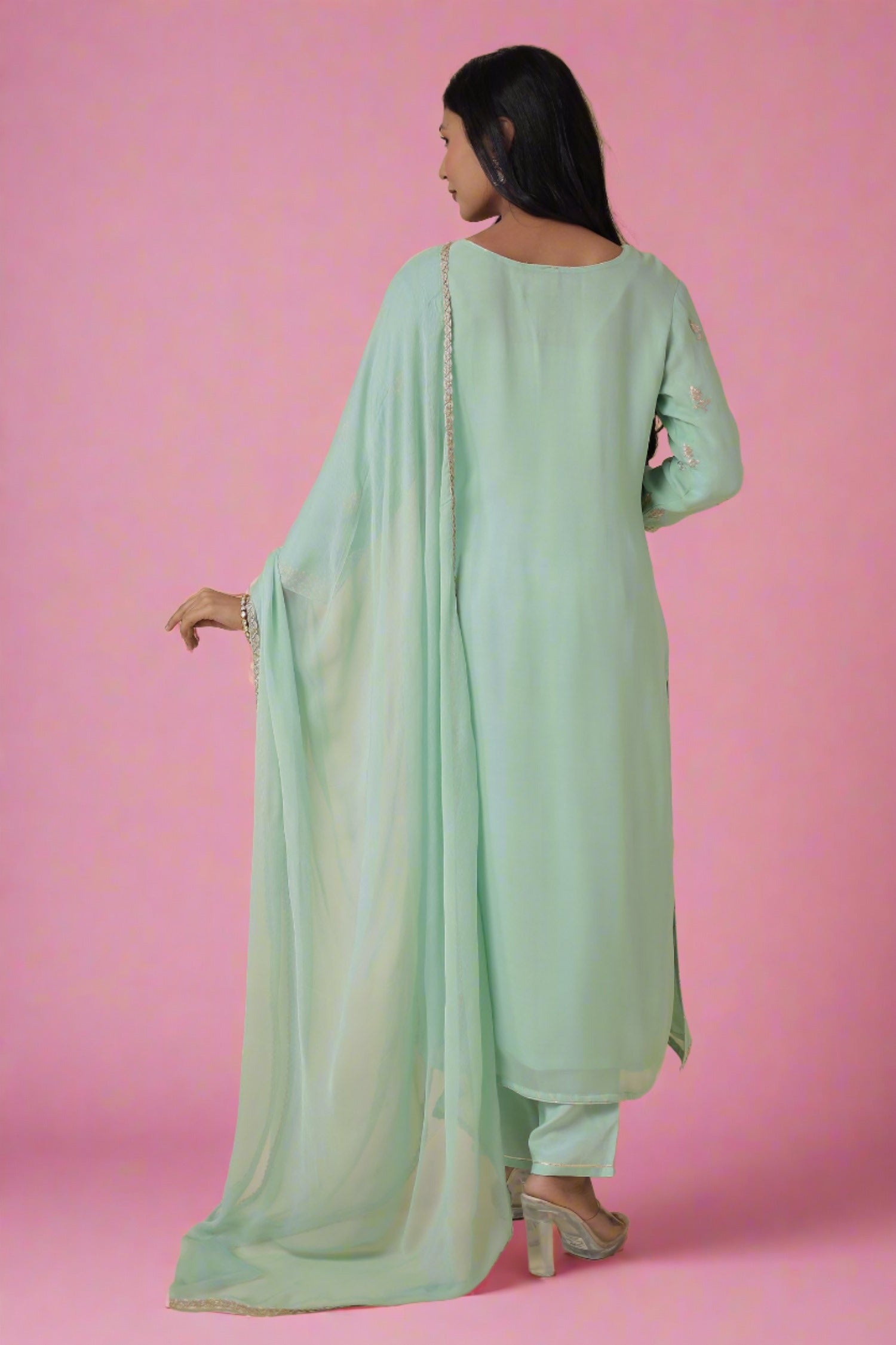 Georgette Suit Embroidered with Pittan work