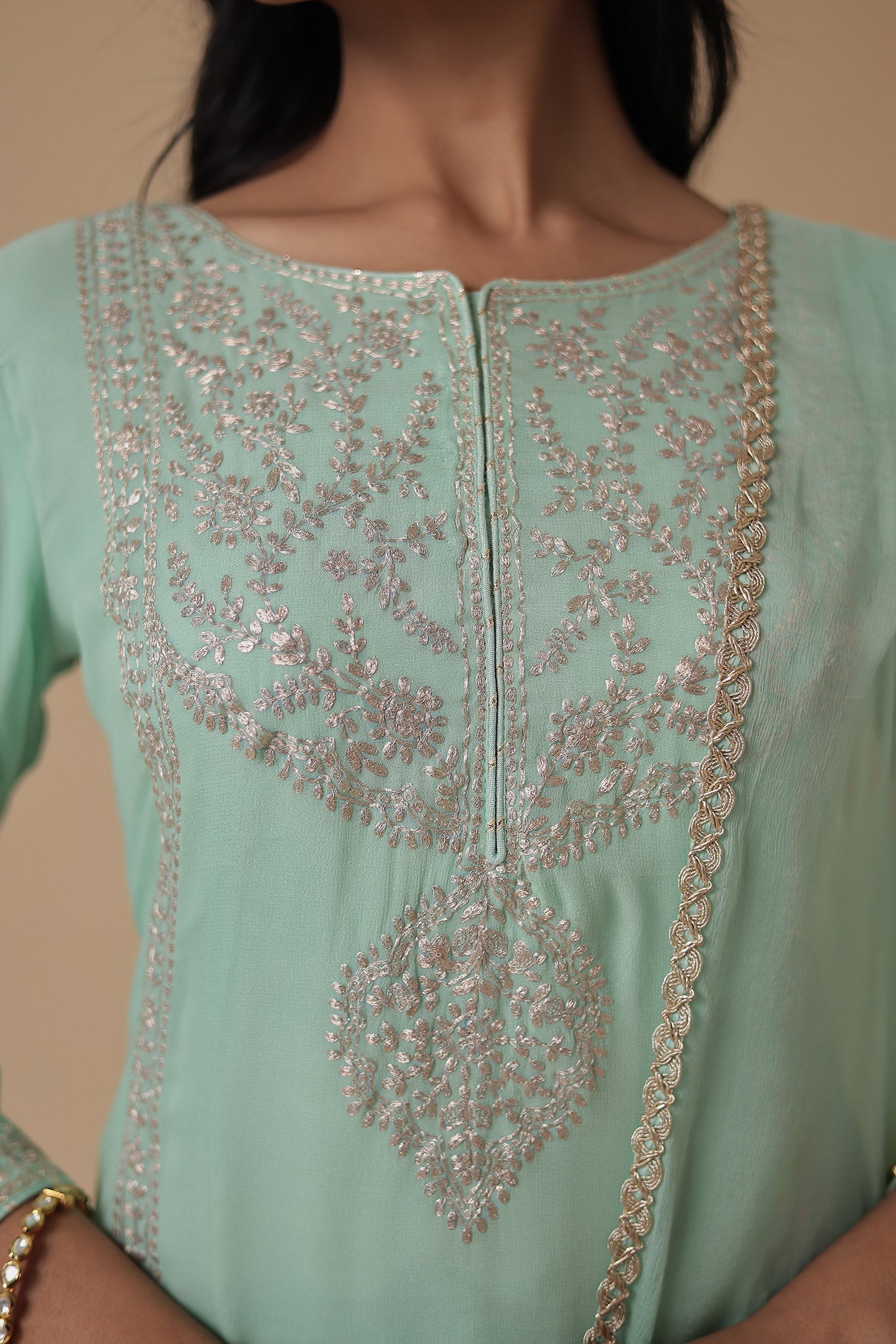 Georgette Suit Embroidered with Pittan work