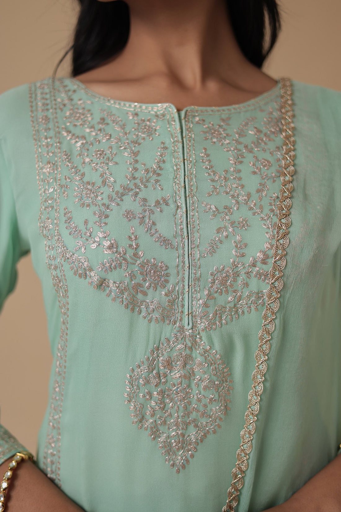 Georgette Suit Embroidered with Pittan work