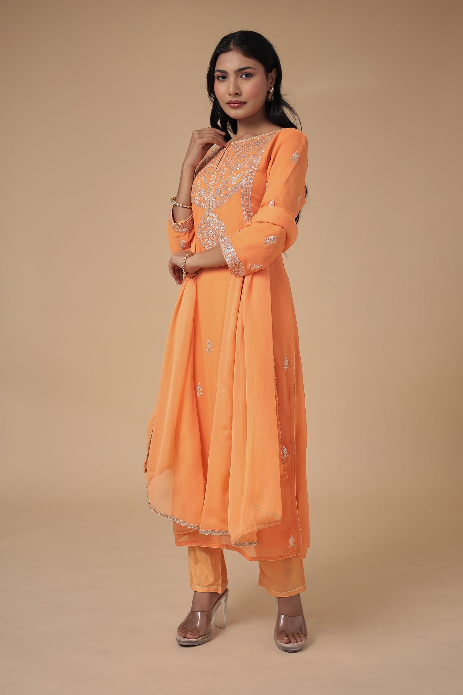 Georgette Suit Embroidered with Pittan work