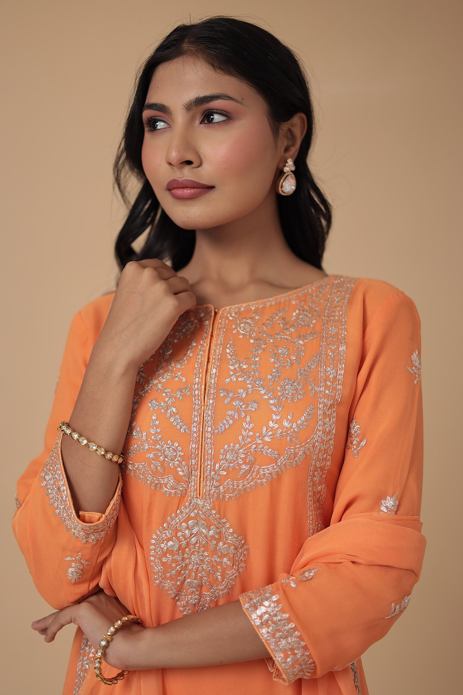 Georgette Suit Embroidered with Pittan work