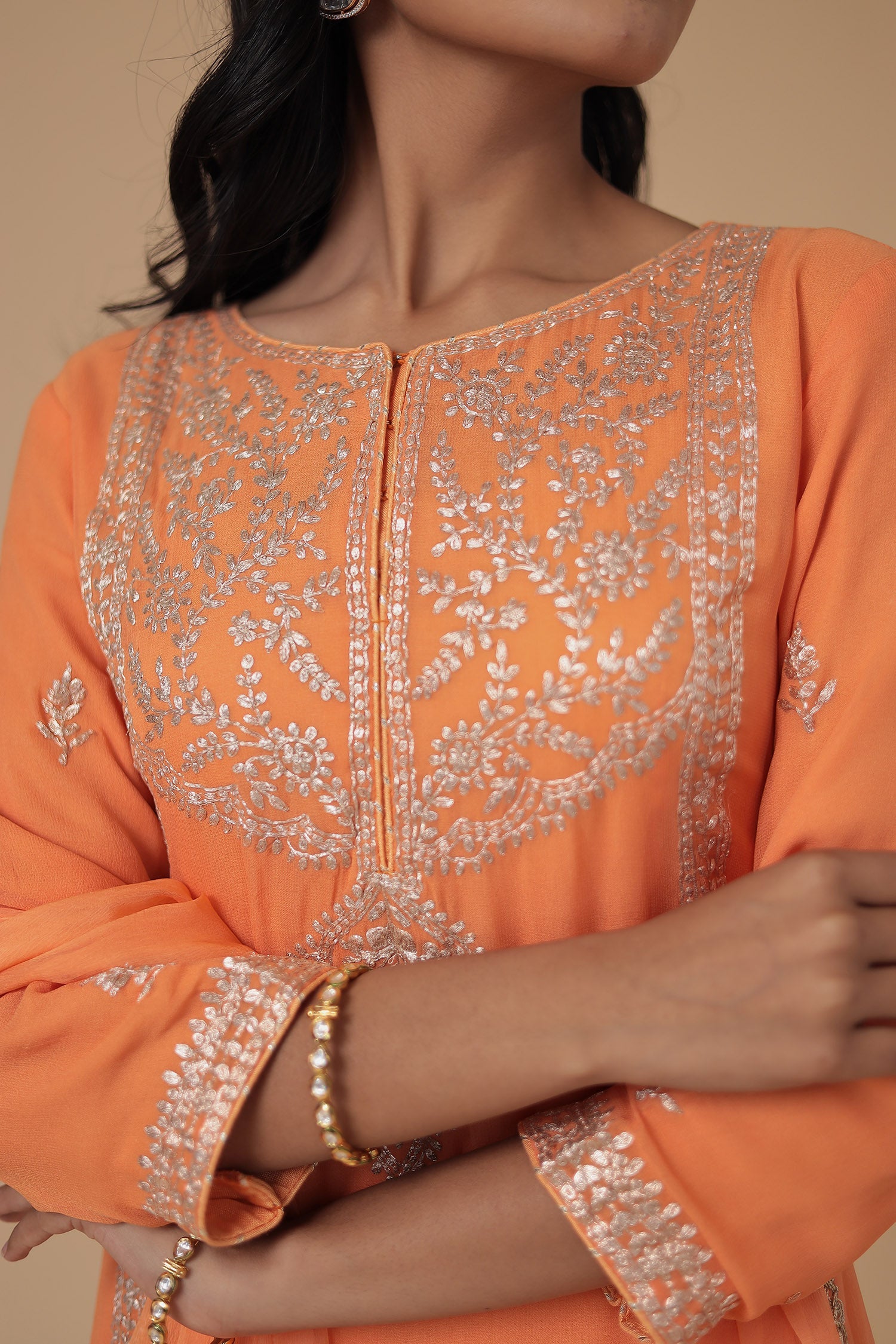 Georgette Suit Embroidered with Pittan work