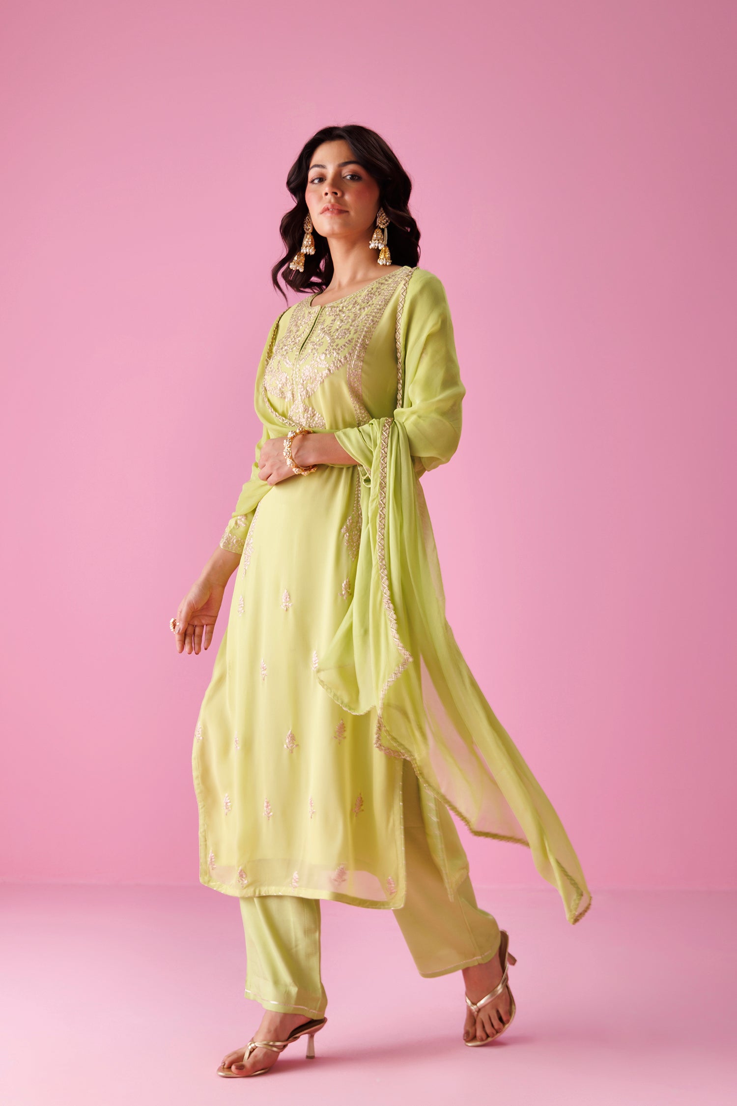 Georgette Straight Suit with Pittan work