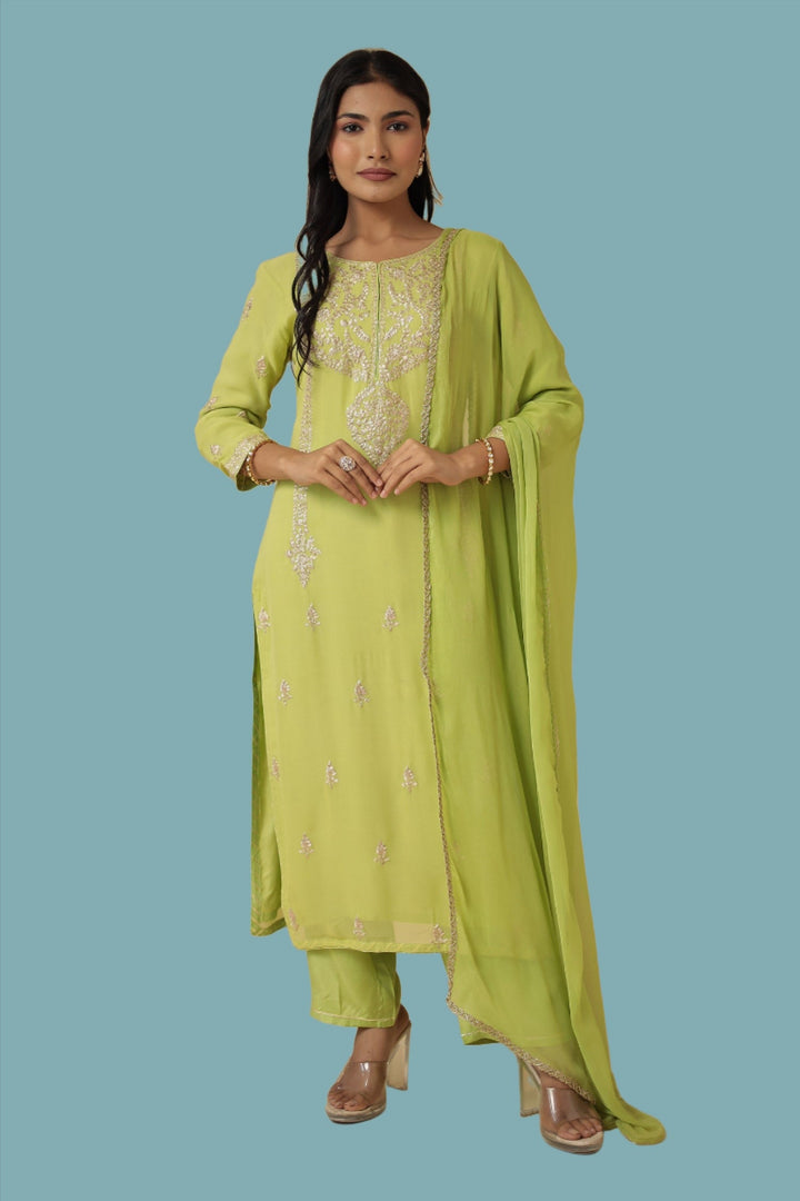 Georgette Suit Embroidered with Pittan work