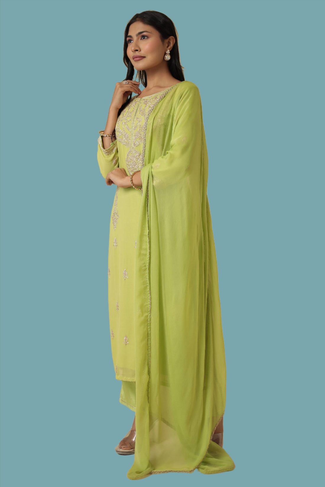 Georgette Suit Embroidered with Pittan work