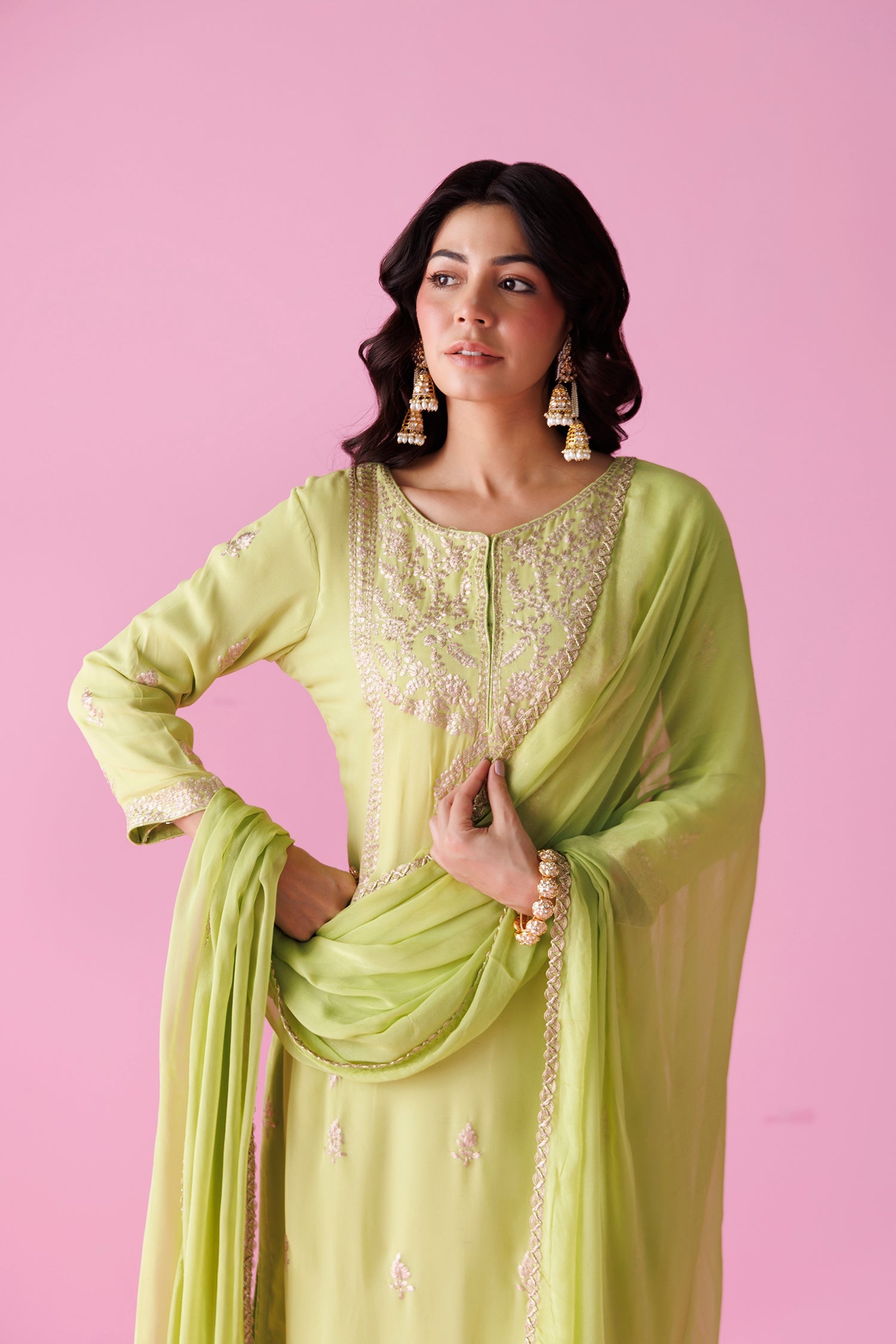 Georgette Straight Suit with Pittan work
