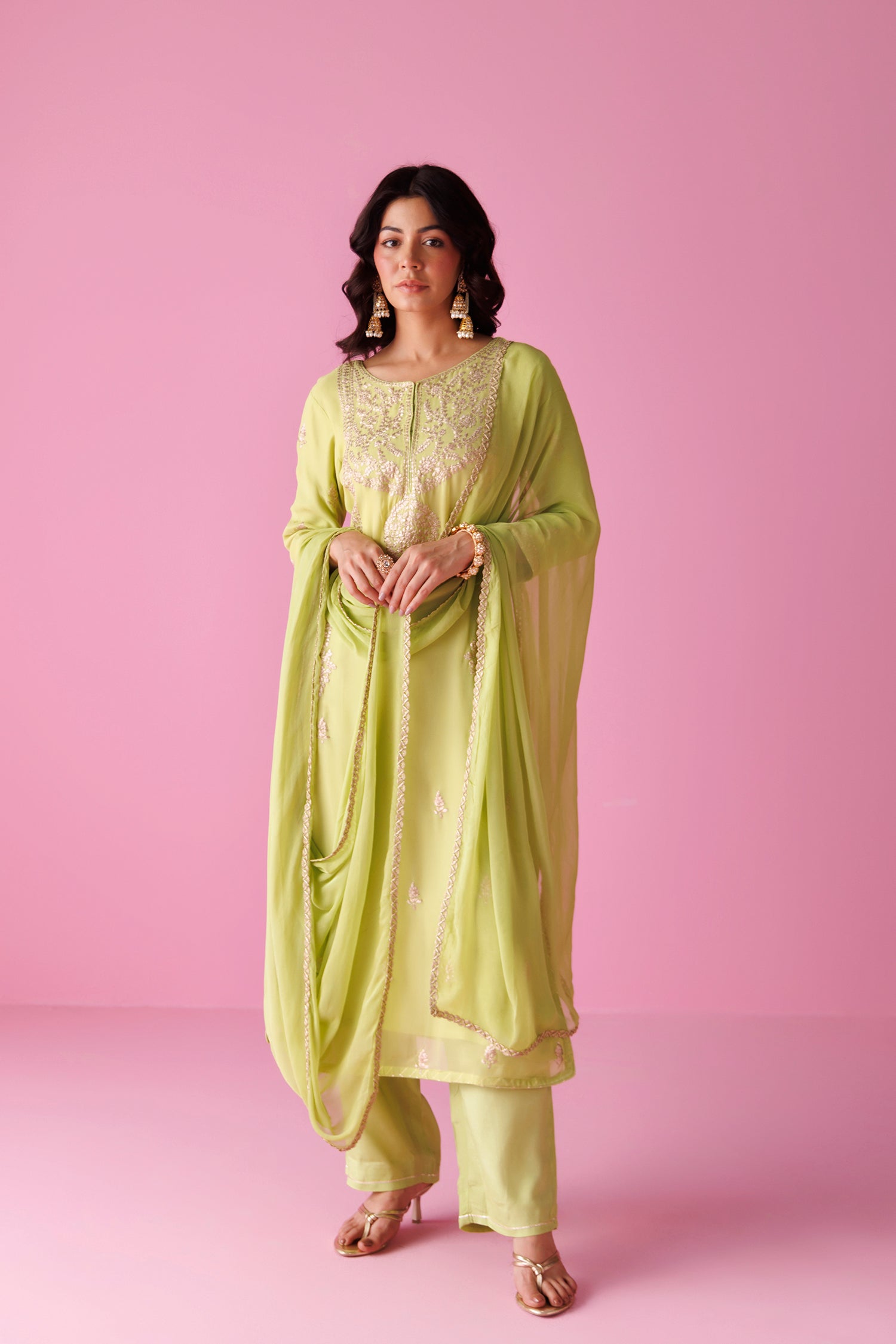 Georgette Straight Suit with Pittan work