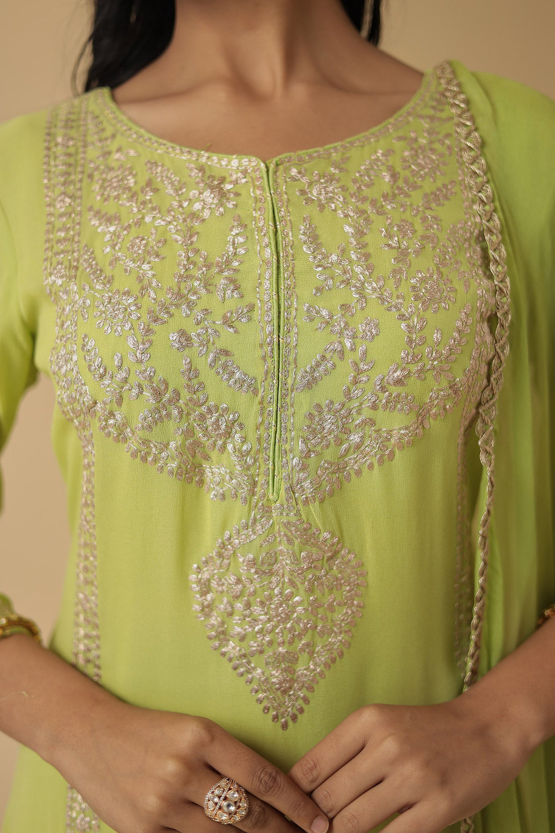 Georgette Suit Embroidered with Pittan work