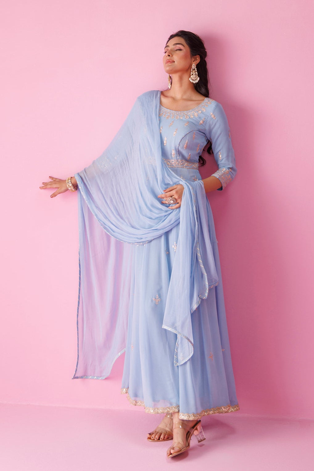 Anarkali Georgette Suit with Pittan work