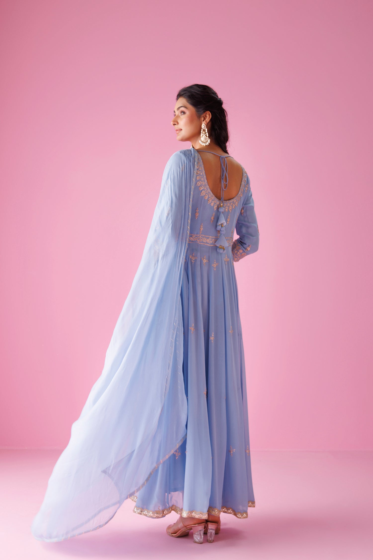 Anarkali Georgette Suit with Pittan work