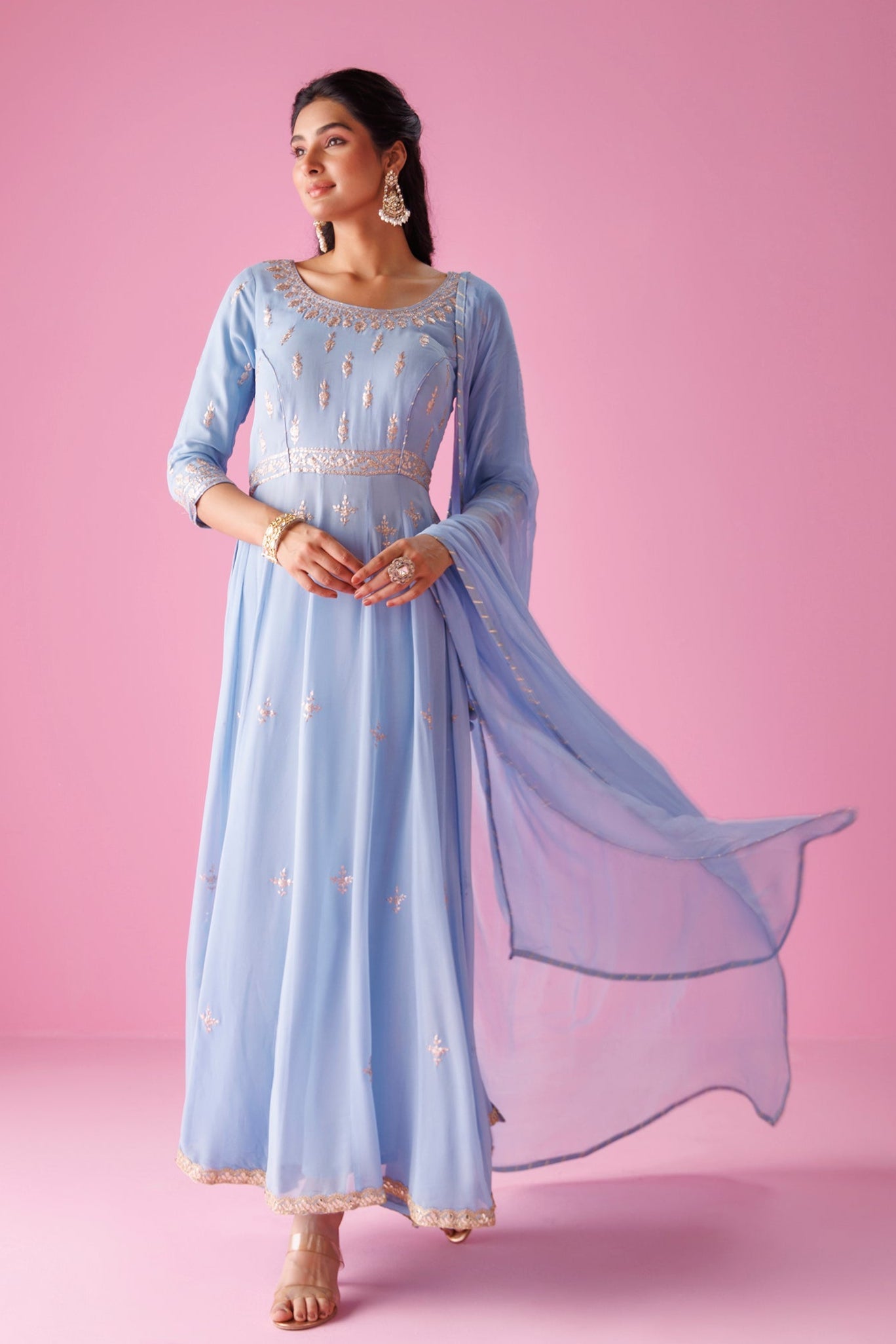 Anarkali Georgette Suit with Pittan work