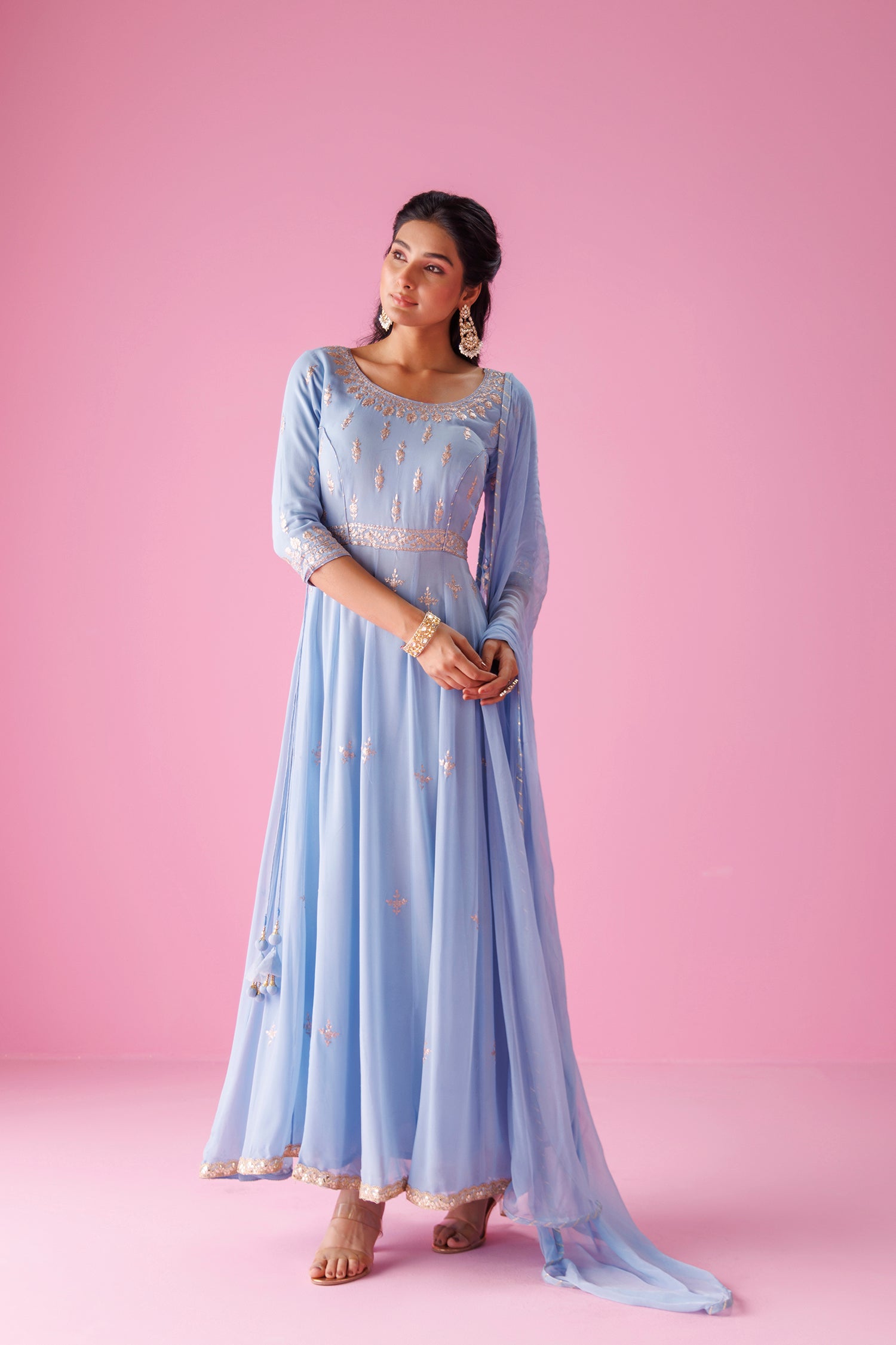 Anarkali Georgette Suit with Pittan work