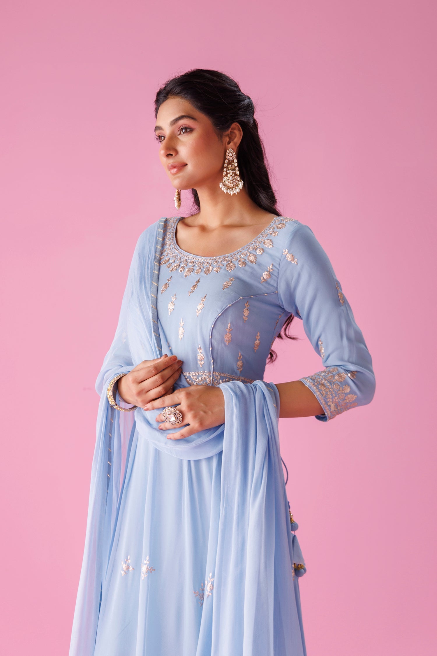 Anarkali Georgette Suit with Pittan work