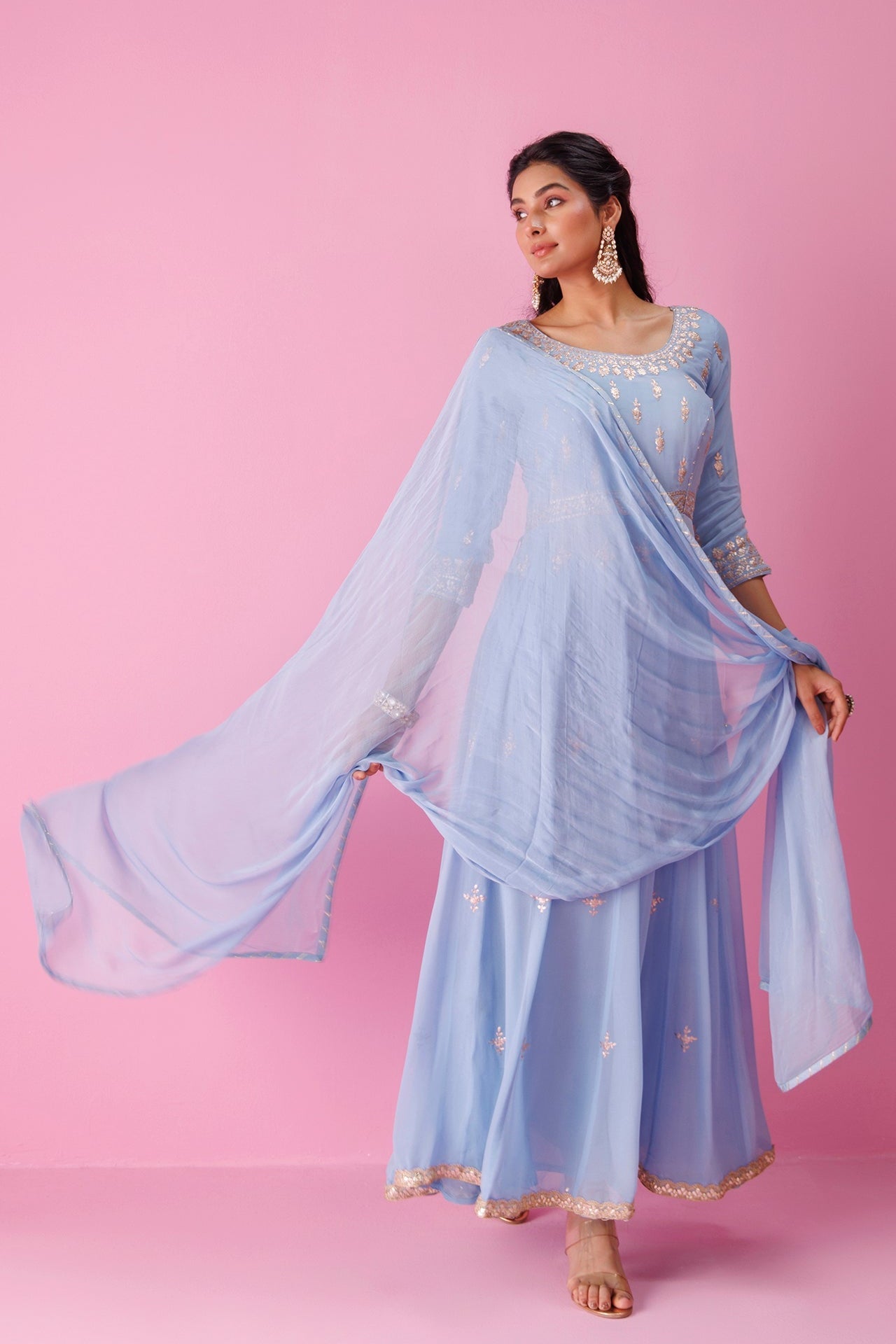 Anarkali Georgette Suit with Pittan work