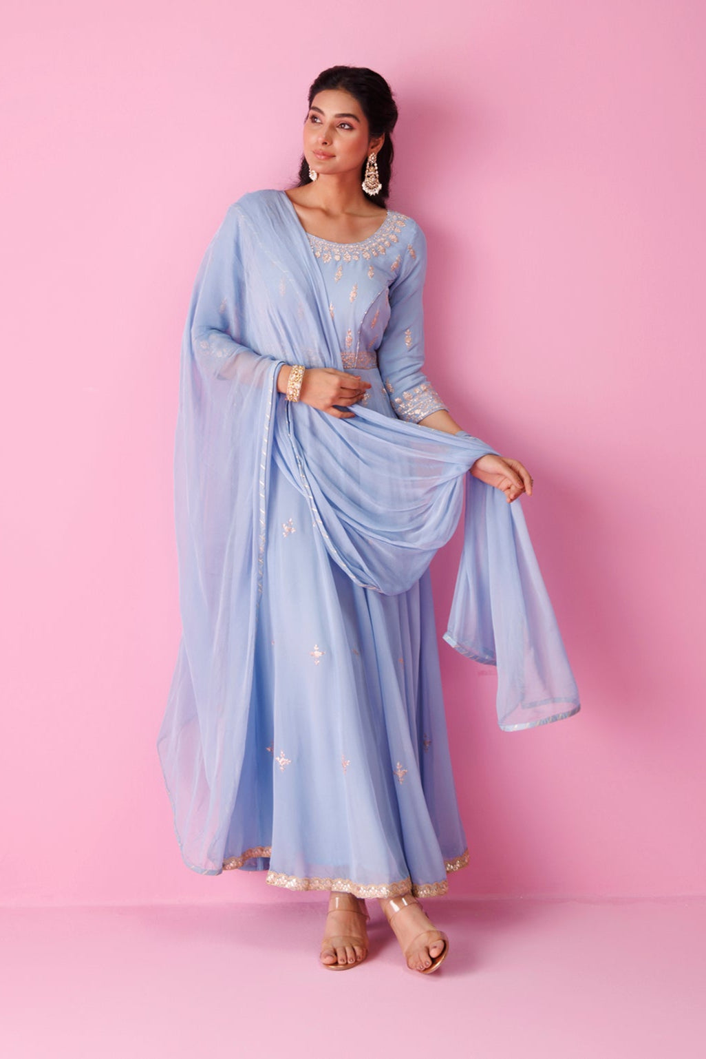 Anarkali Georgette Suit with Pittan work