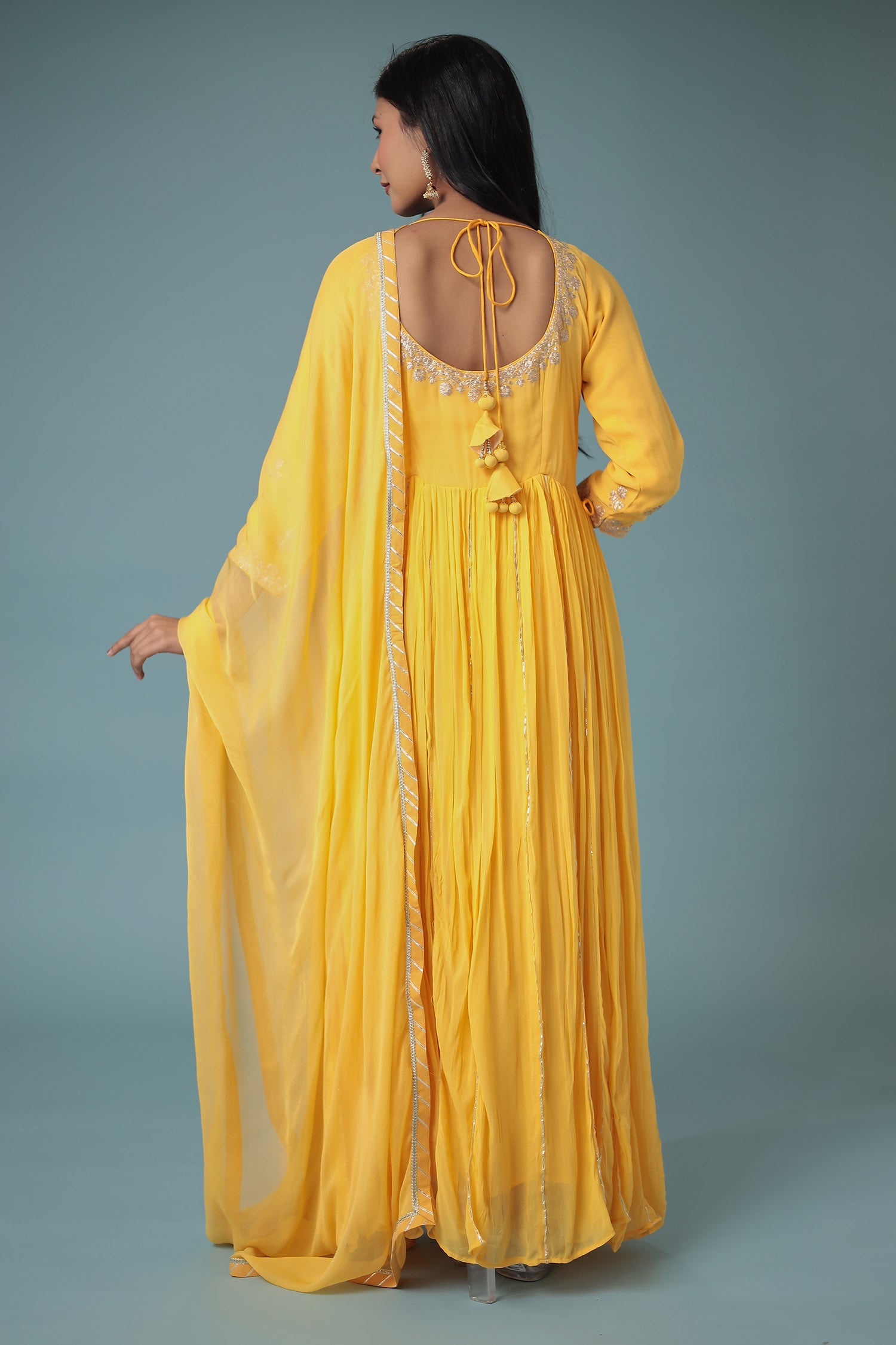 Georgette Anarkali Suit Embroidered with Pittan work