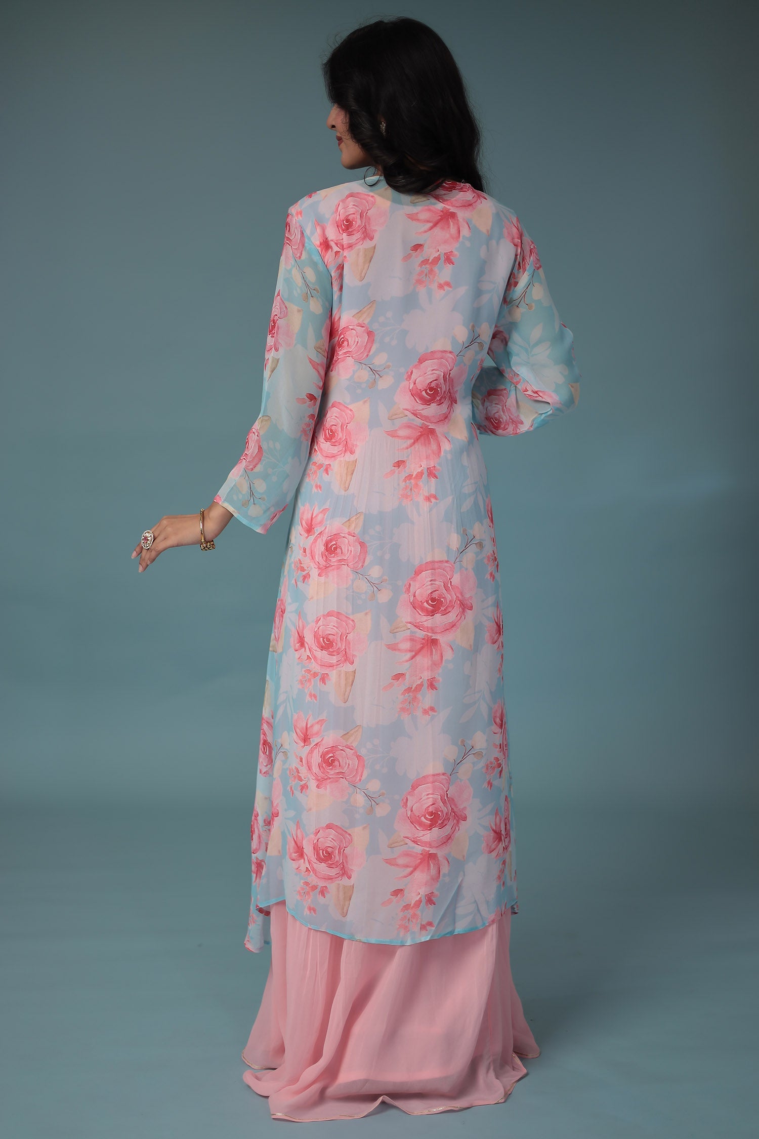 Printed Georgette Indowestern with Gota Patti, Embroidered  work.