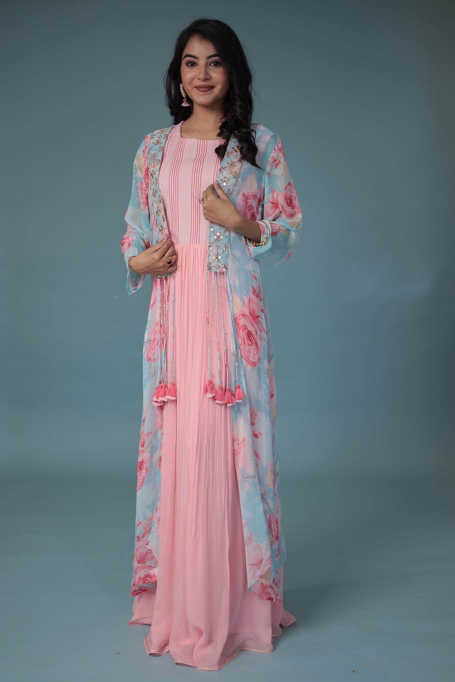 Printed Georgette Indowestern with Gota Patti, Embroidered  work.