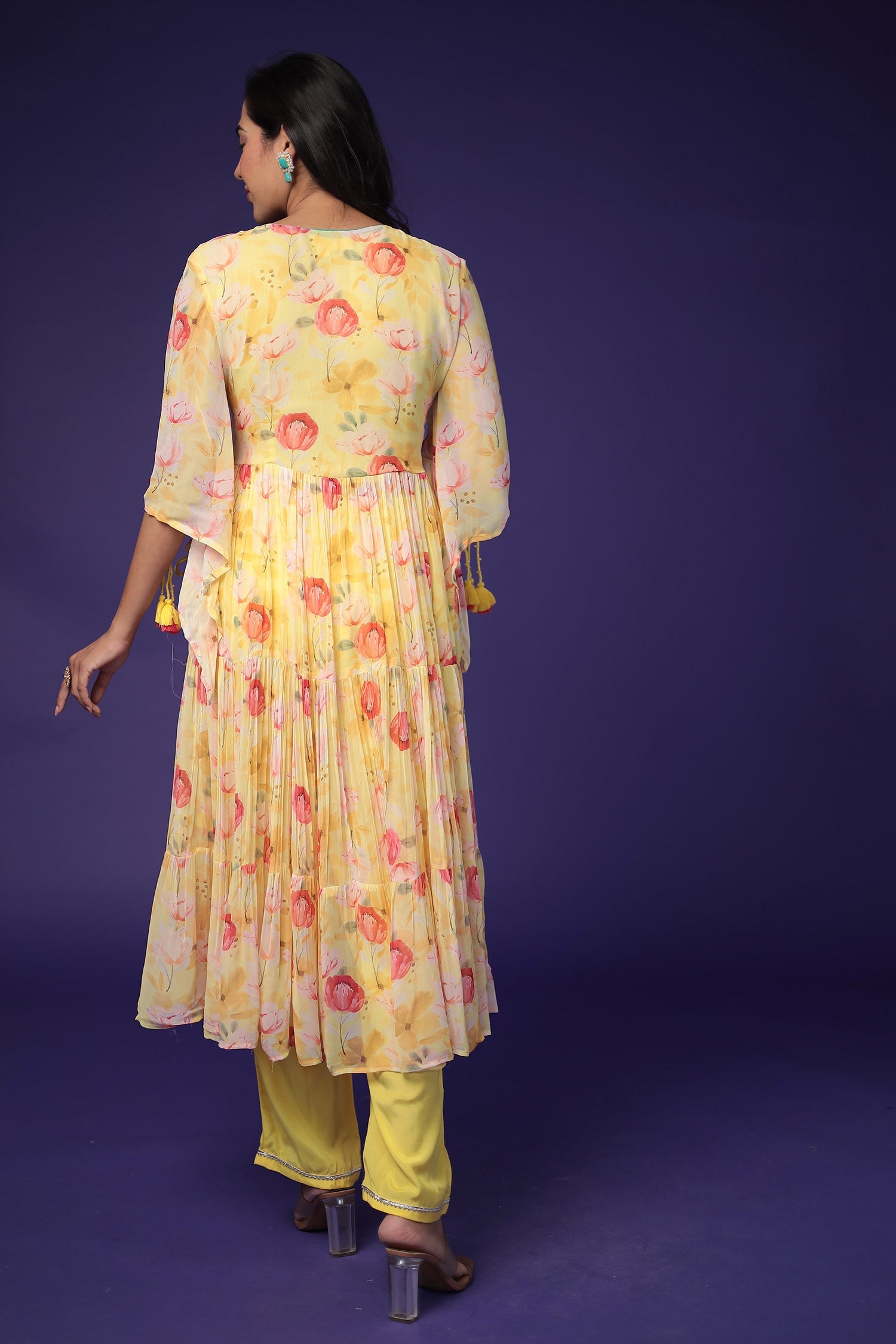 Georgette Floral Printed Suit Stitched (2Pcs) Embroidered with Zardozi work