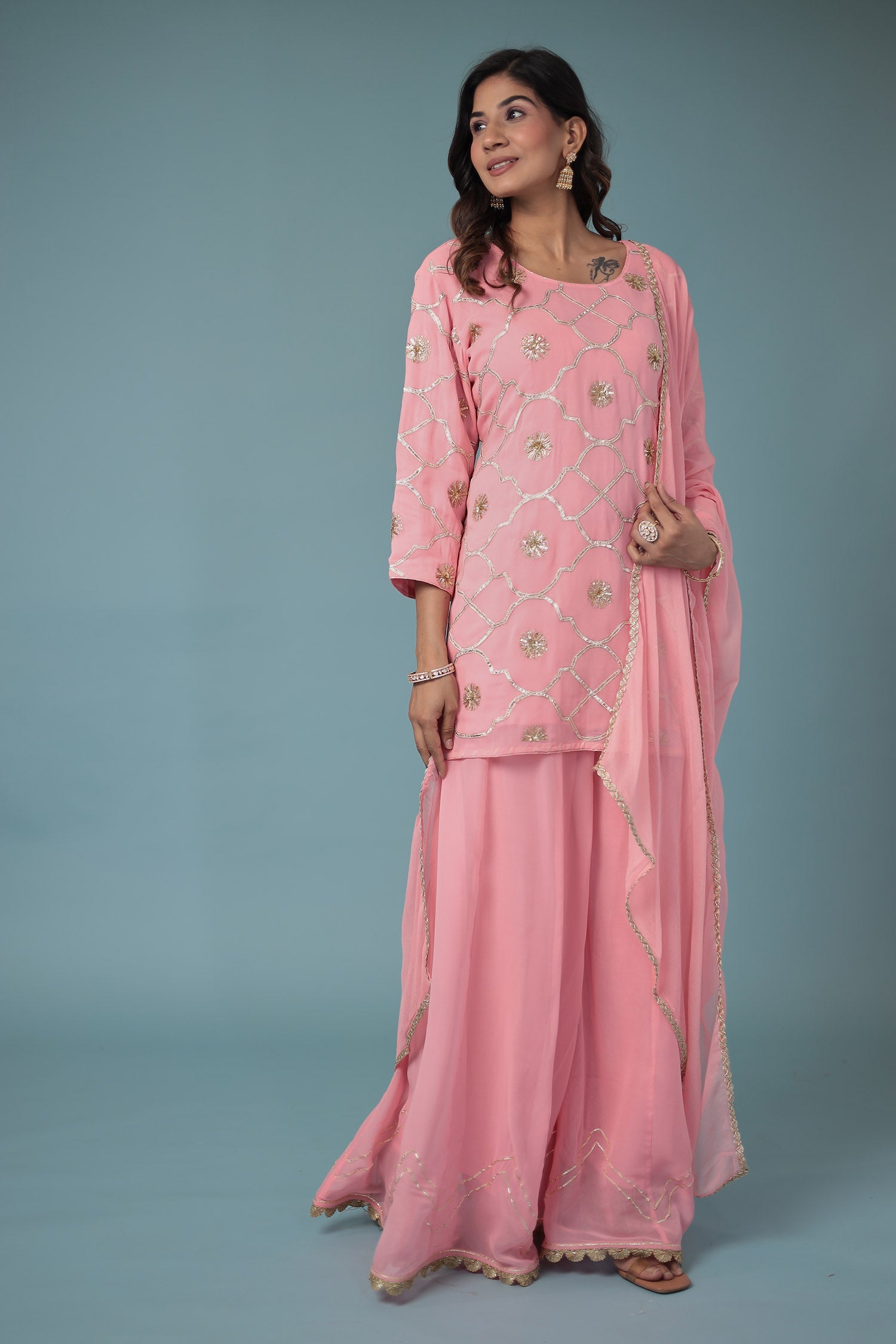 Georgette Suit Embroidered with Aari work