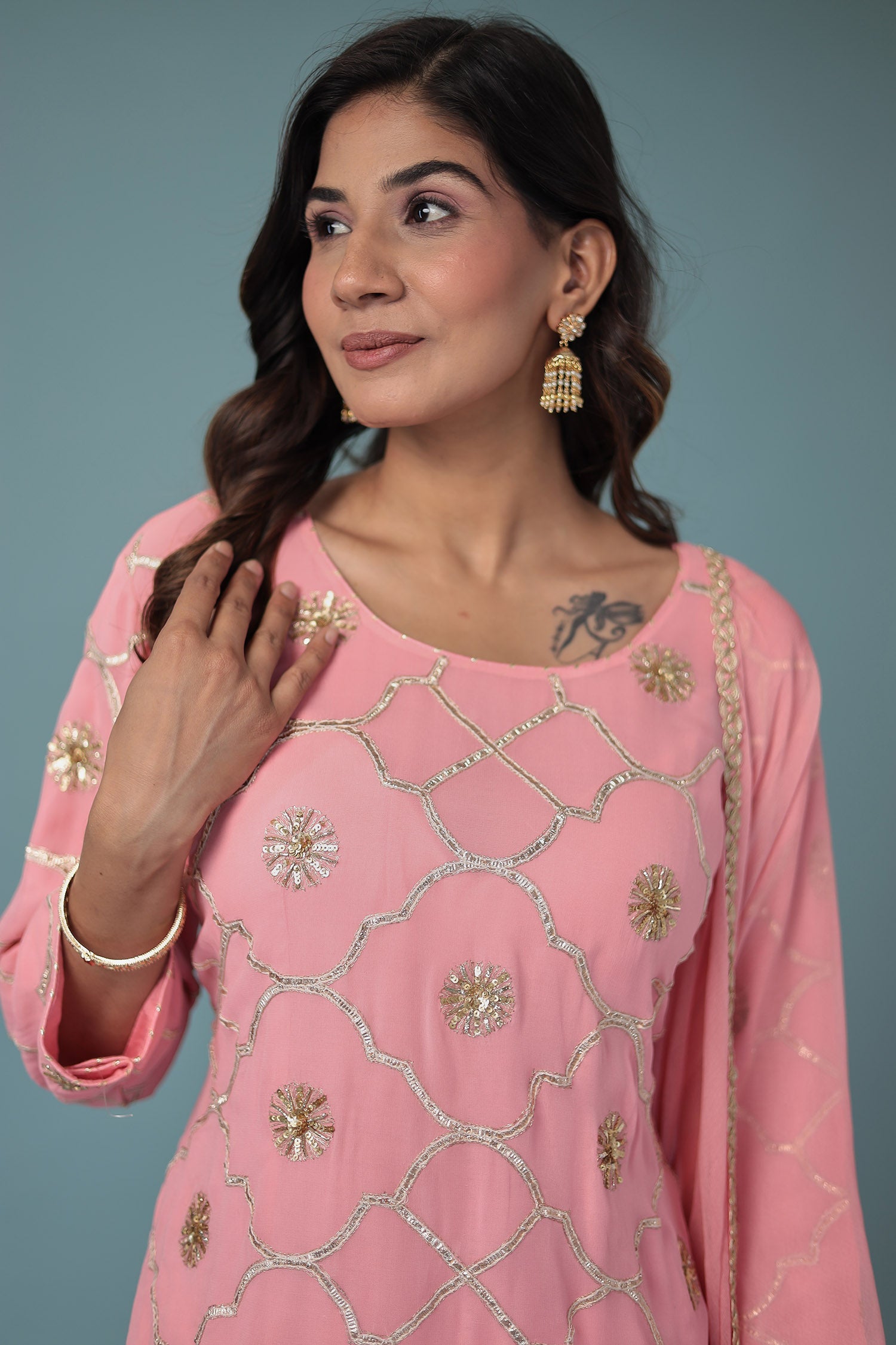 Georgette Suit Embroidered with Aari work