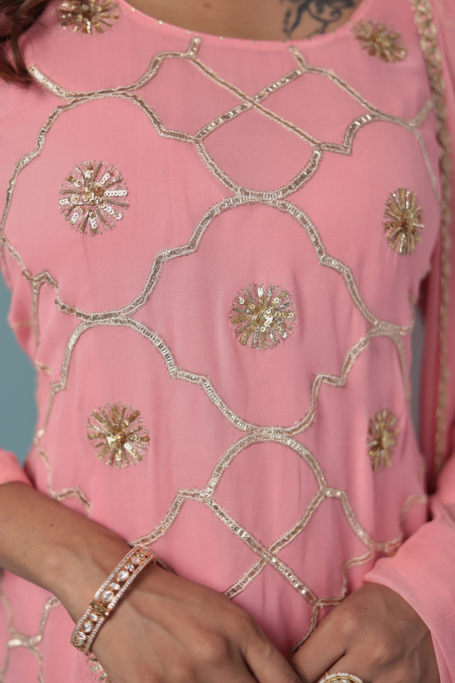 Georgette Suit Embroidered with Aari work