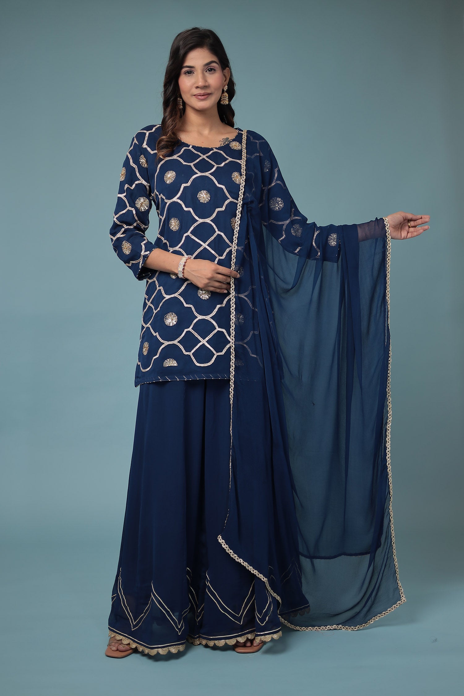 Georgette Suit Embroidered with Aari work