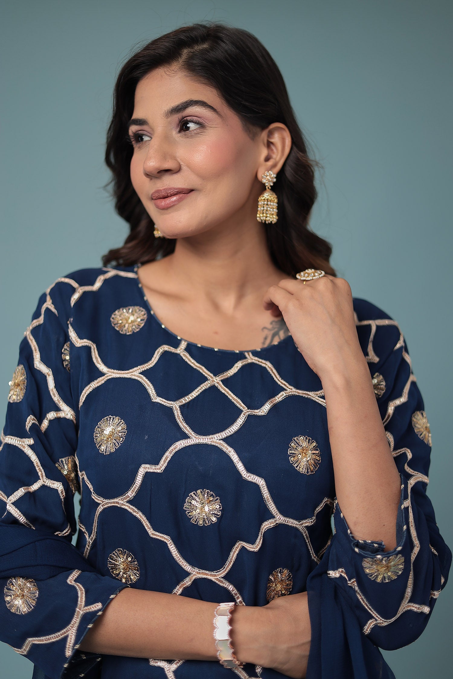 Georgette Suit Embroidered with Aari work