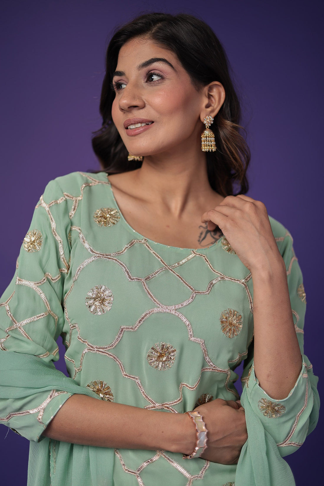 Georgette Suit Embroidered with Aari work