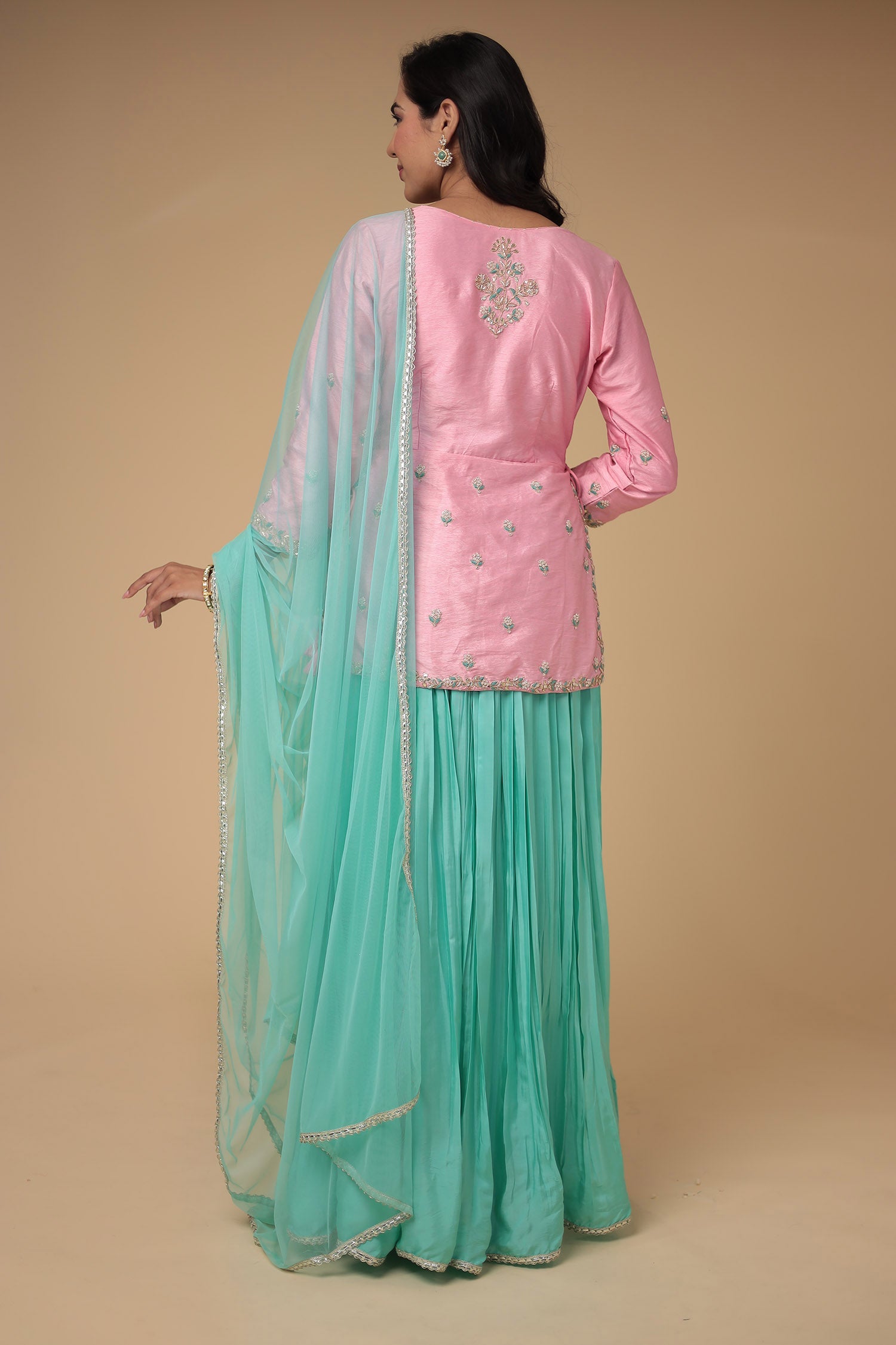 Raw Silk Suit Embroidered with Zardozi work