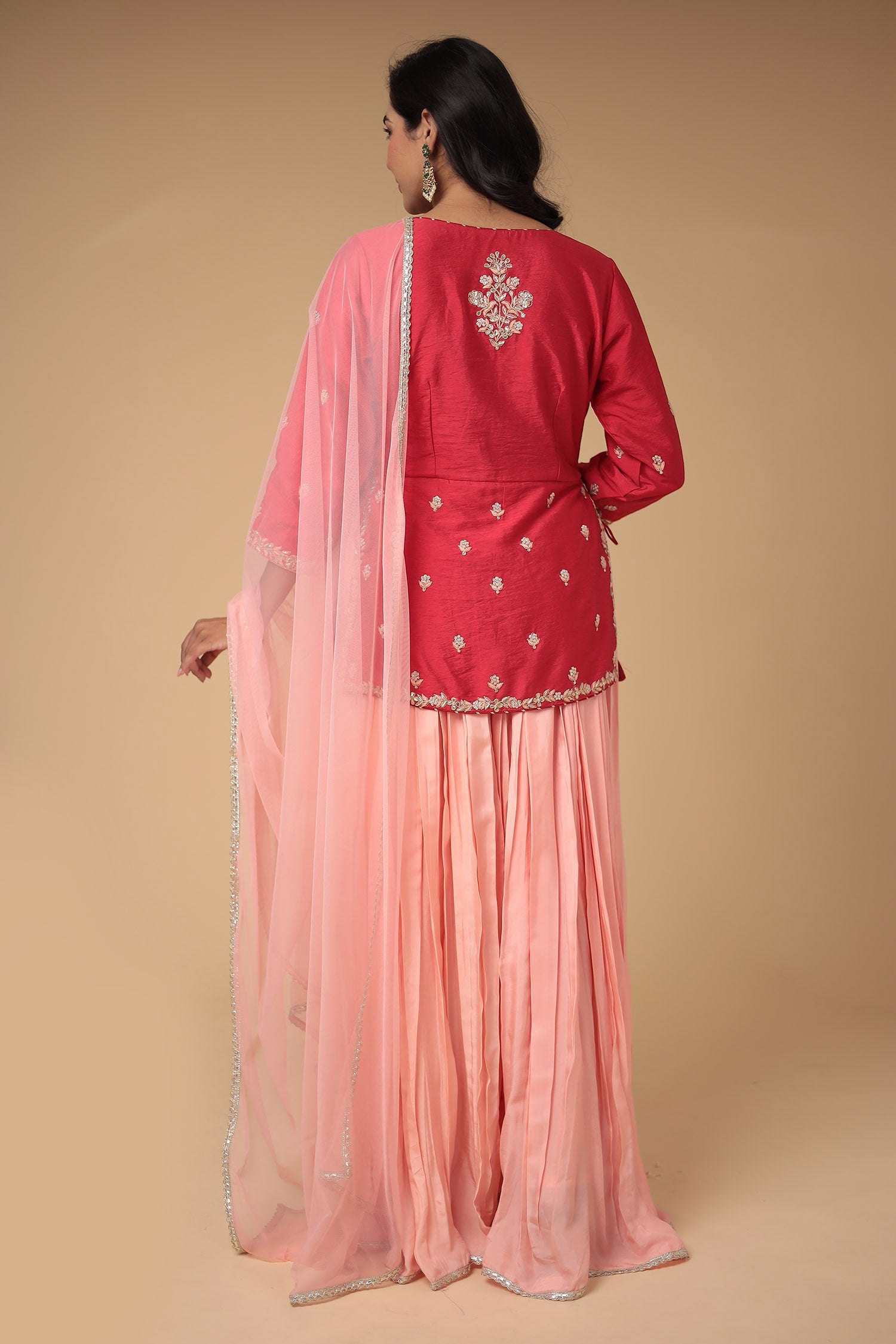 Raw Silk Suit Embroidered with Zardozi work