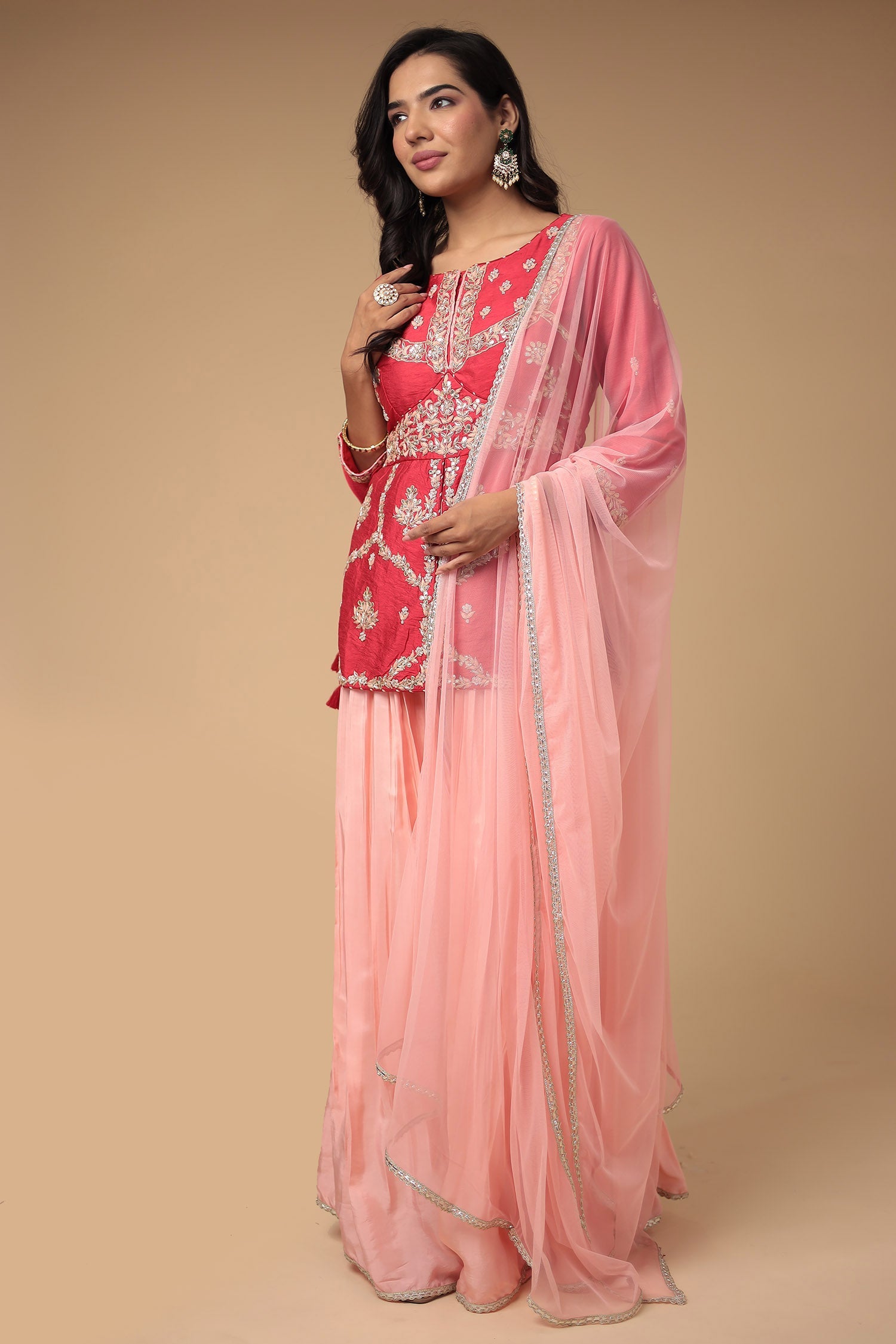 Raw Silk Suit Embroidered with Zardozi work