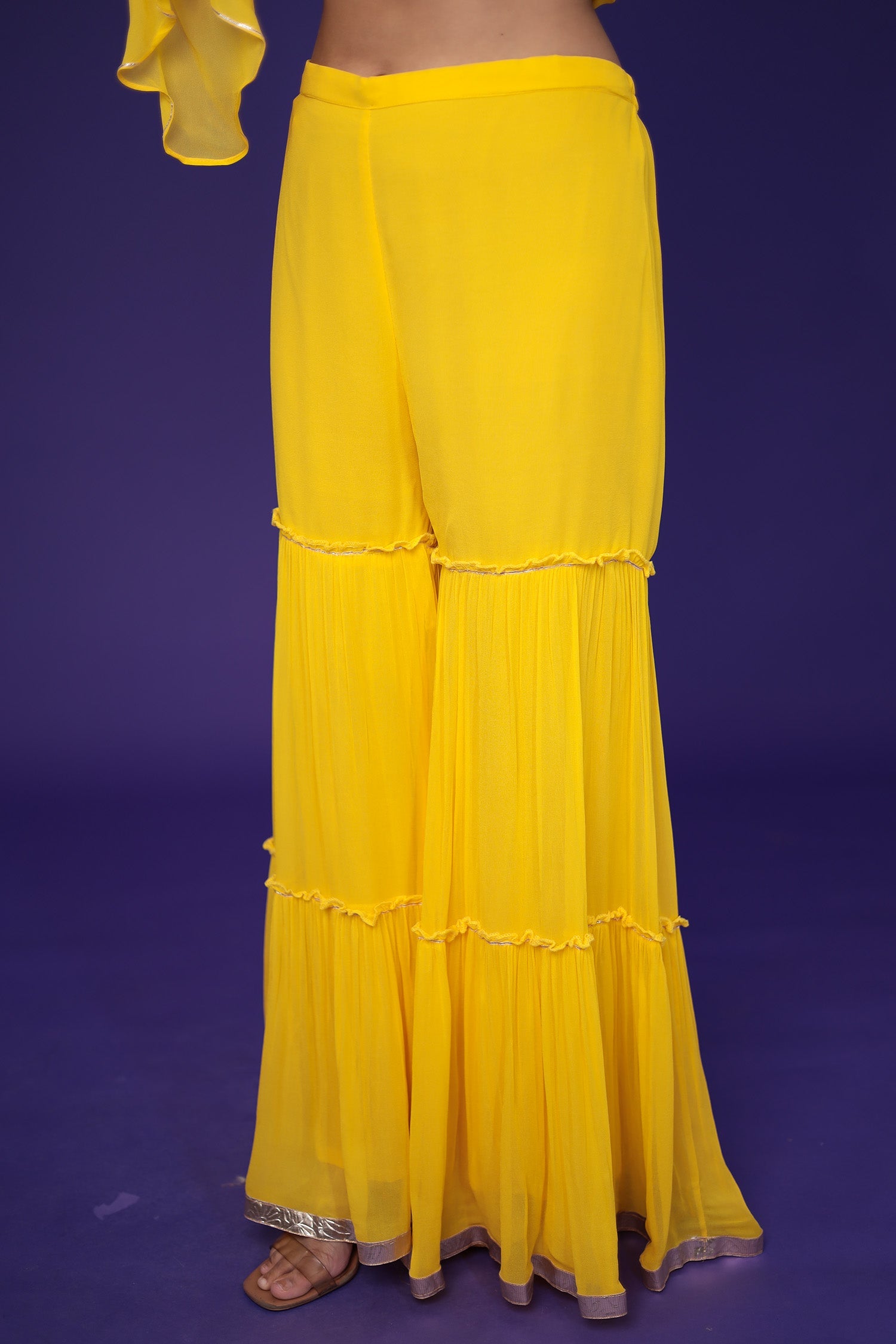 Georgette Sharara Suit with Pittan work