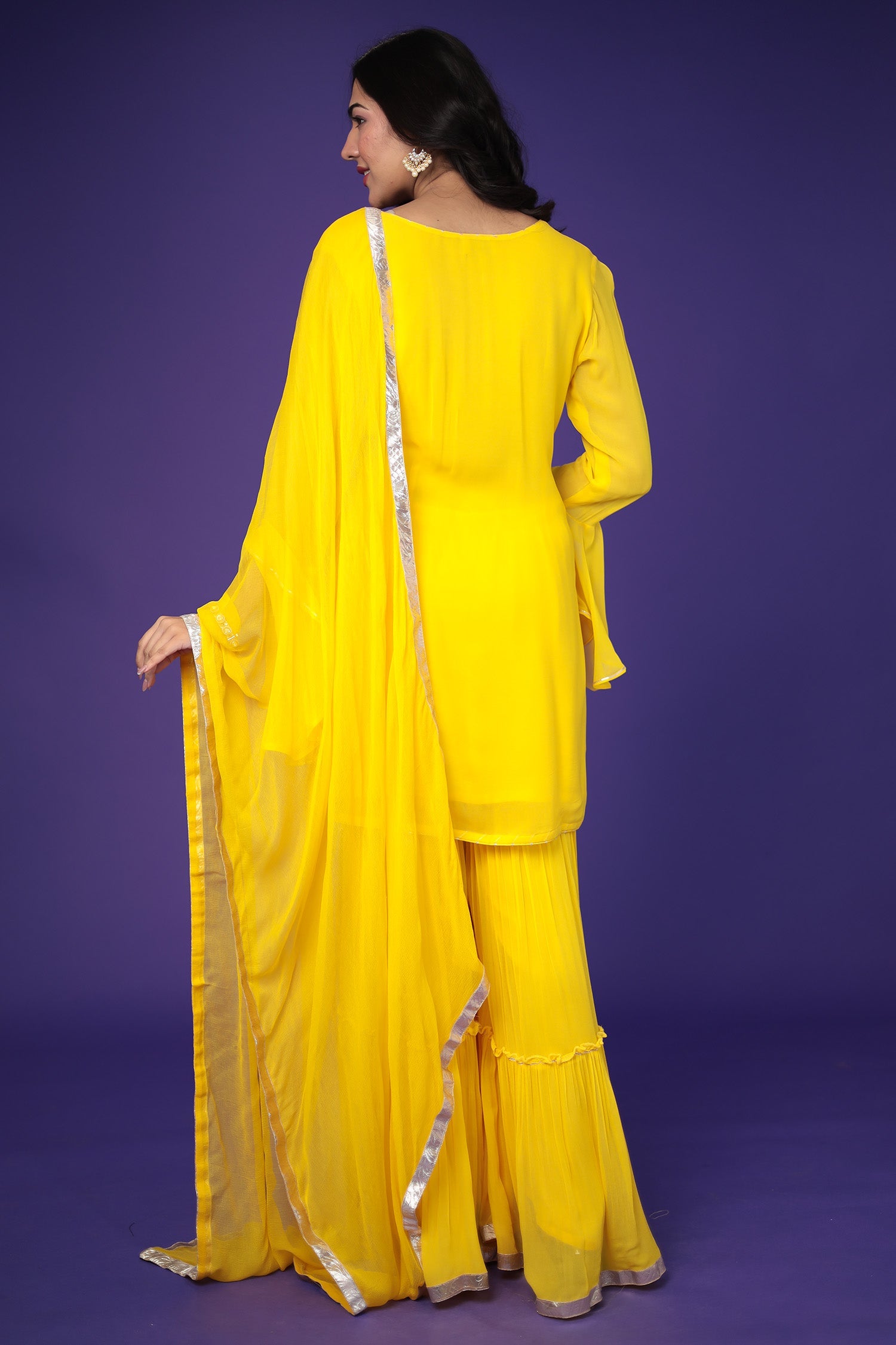 Georgette Sharara Suit with Pittan work