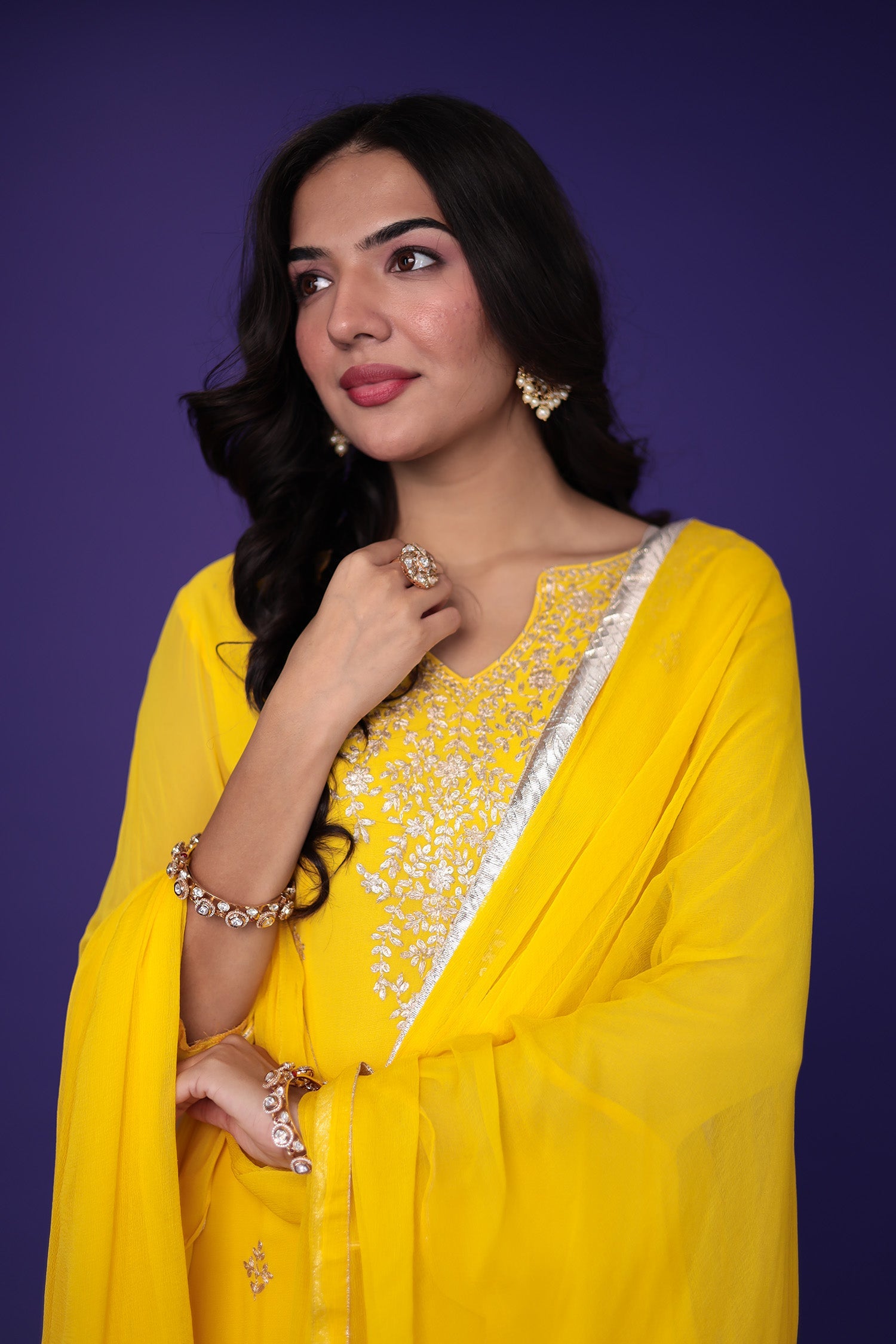 Georgette Sharara Suit with Pittan work