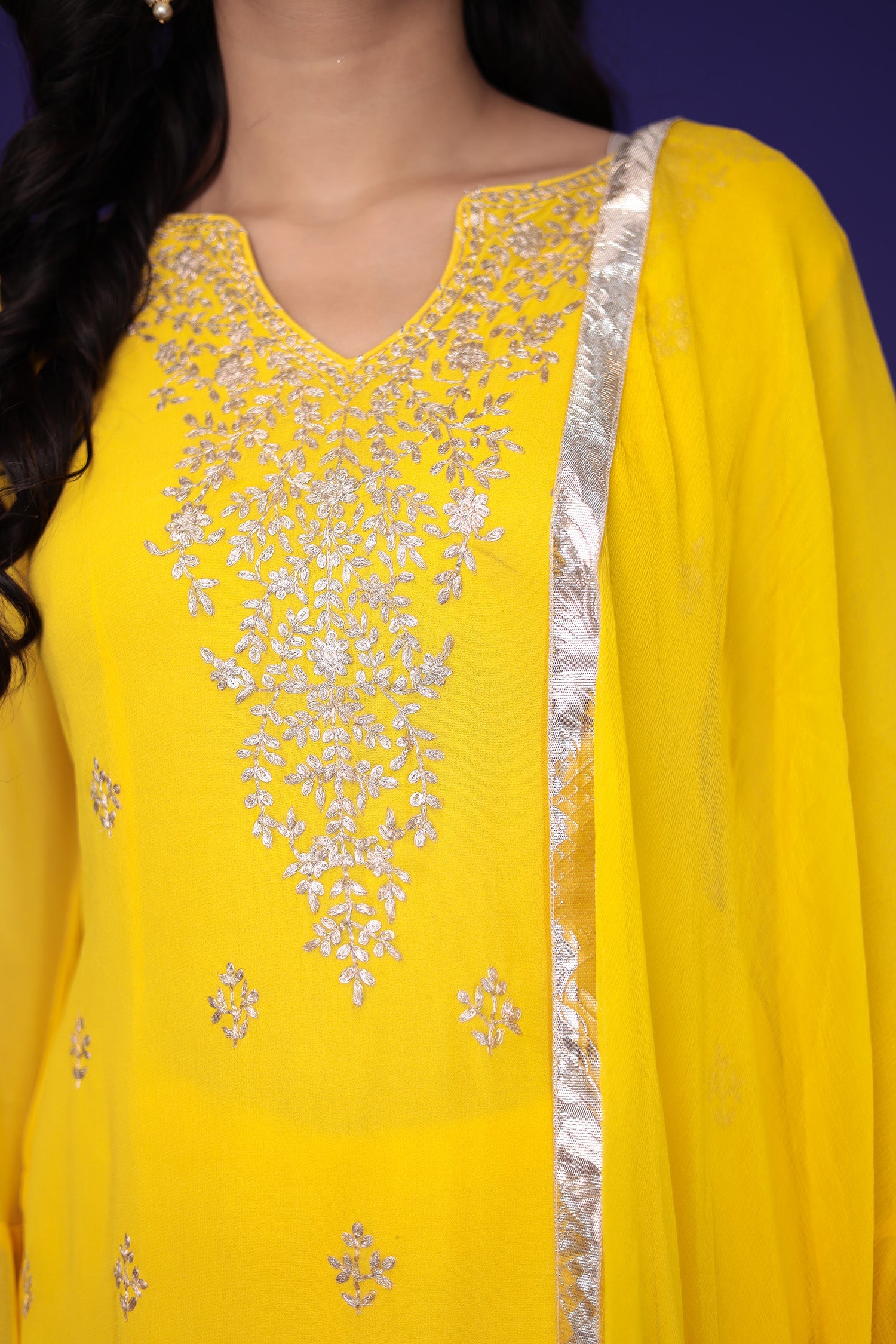 Georgette Sharara Suit with Pittan work