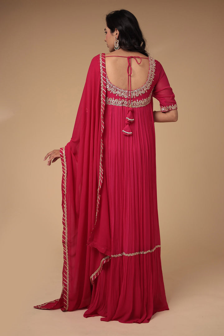 Anarkali Georgette Suit Embellished with Gota Patti and Zardozi work