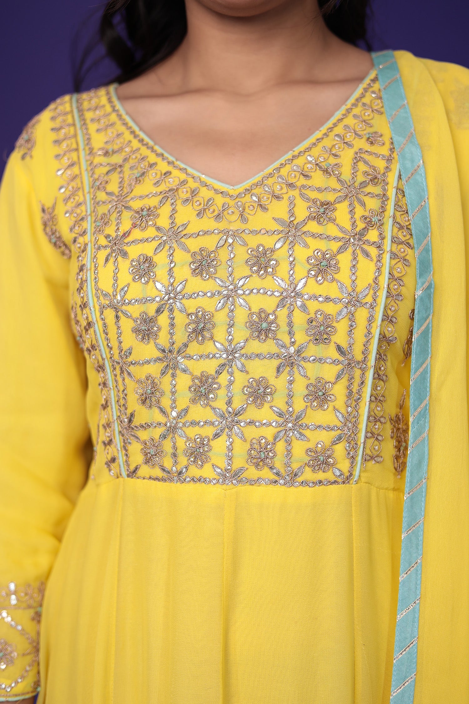 Anarkali Georgette Suit Embroidered with Gota Patti work