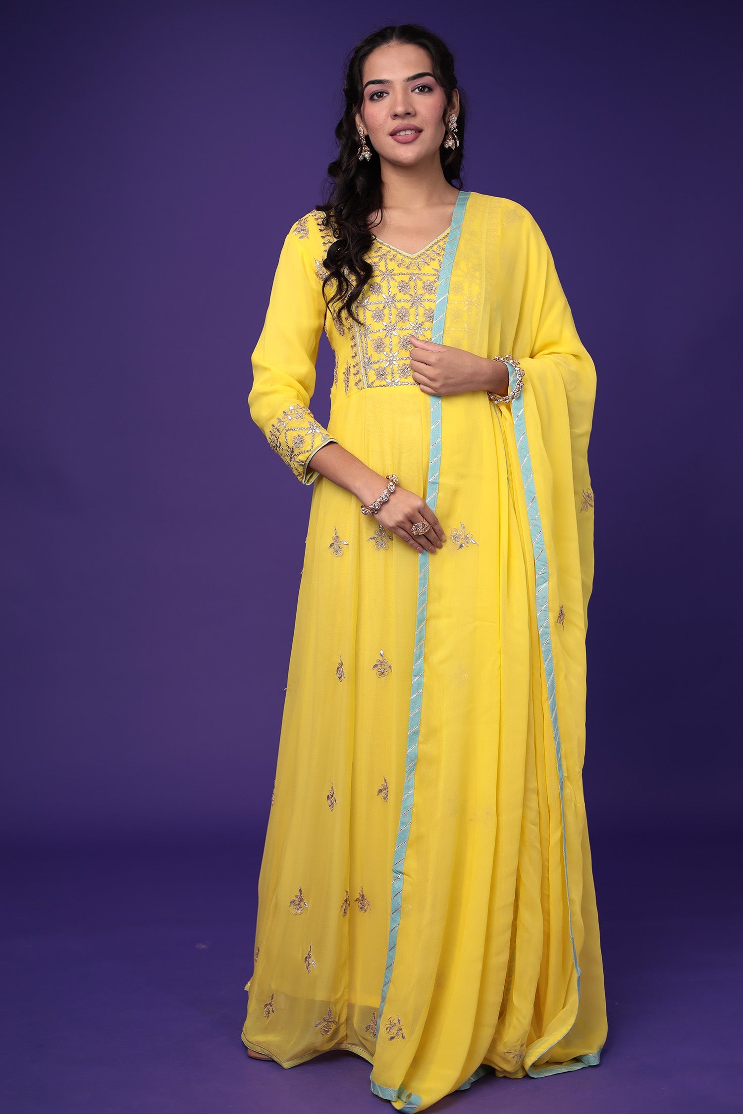 Anarkali Georgette Suit Embroidered with Gota Patti work