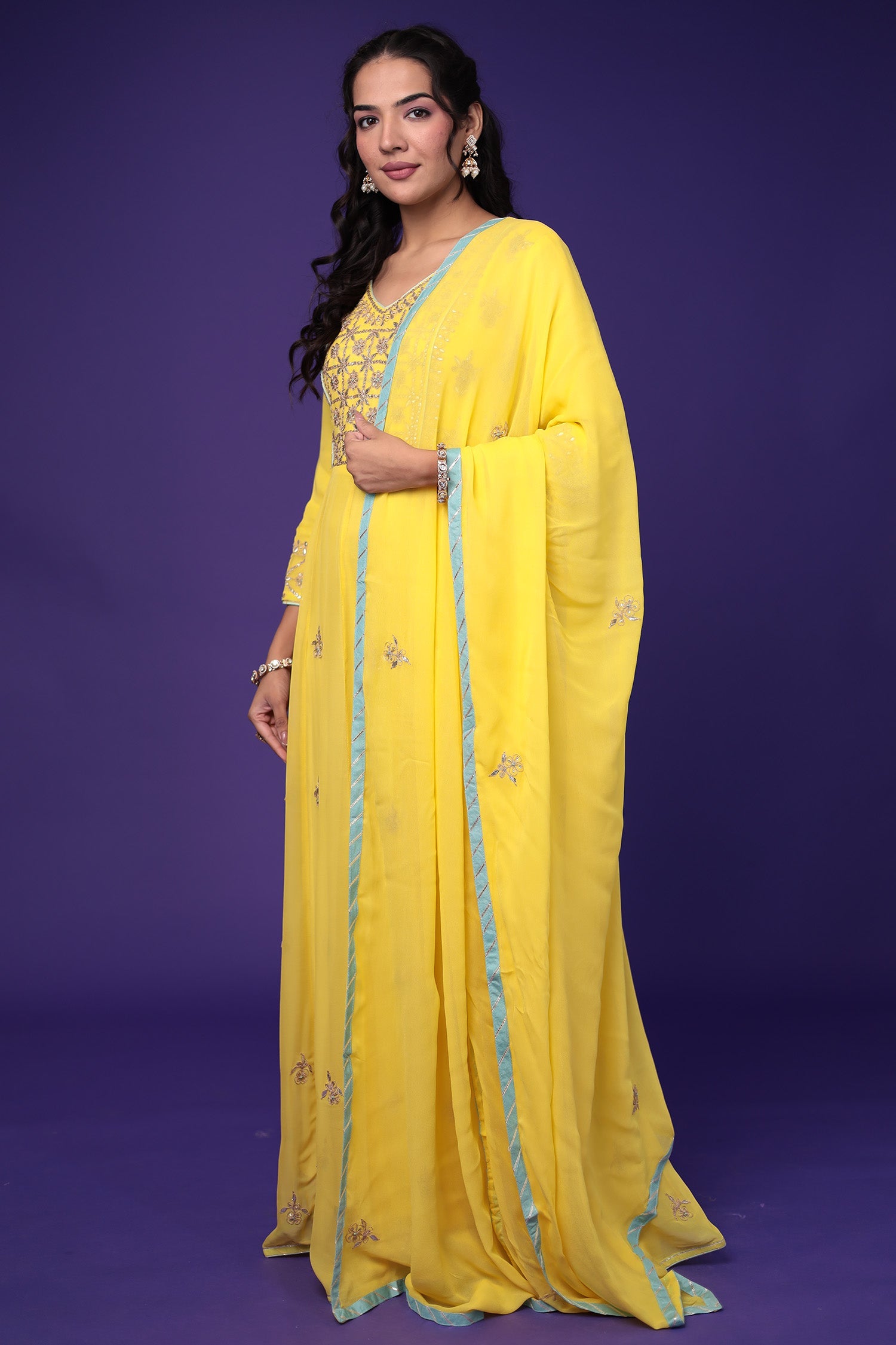 Anarkali Georgette Suit Embroidered with Gota Patti work