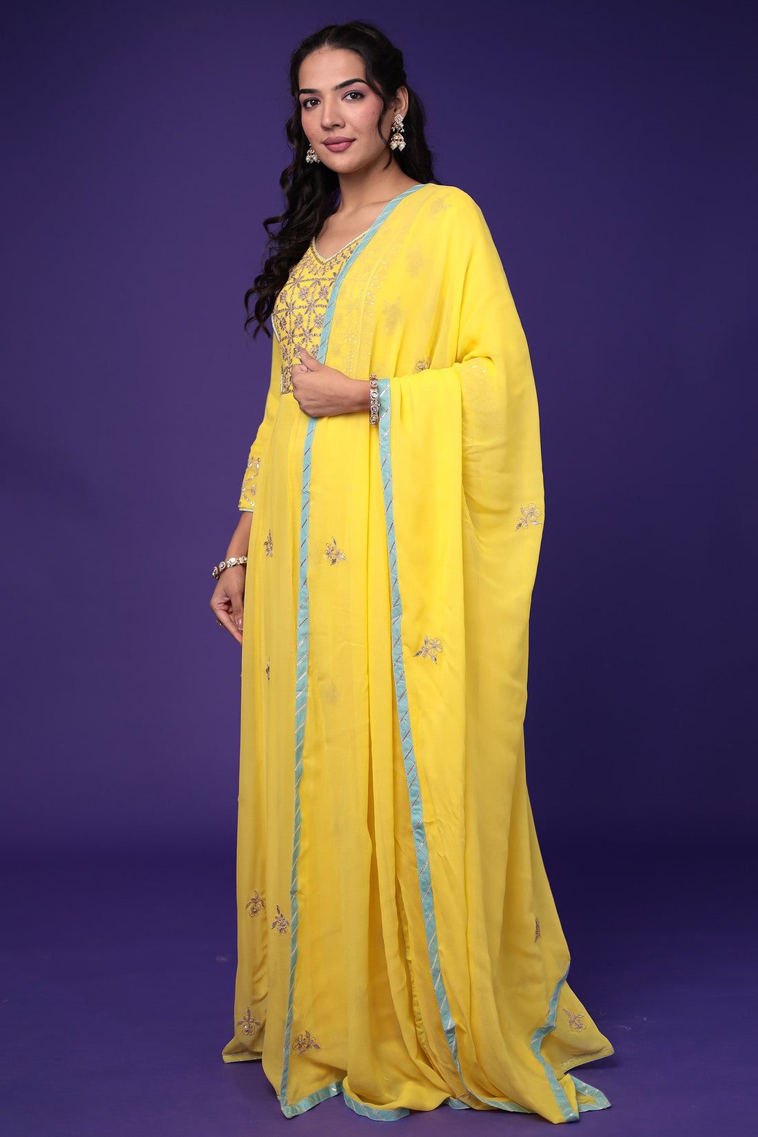 Anarkali Georgette Suit Embroidered with Gota Patti work