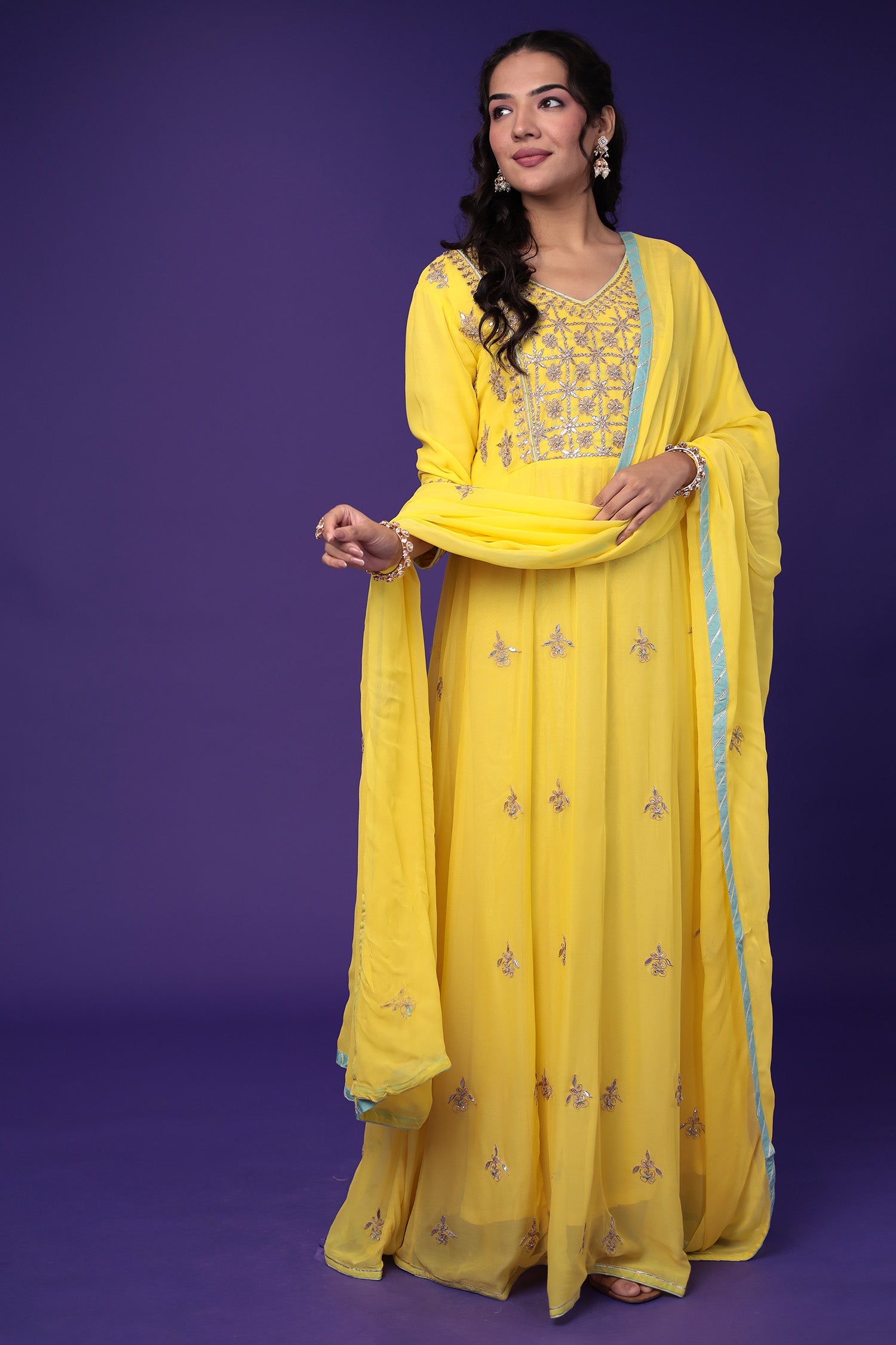 Anarkali Georgette Suit Embroidered with Gota Patti work