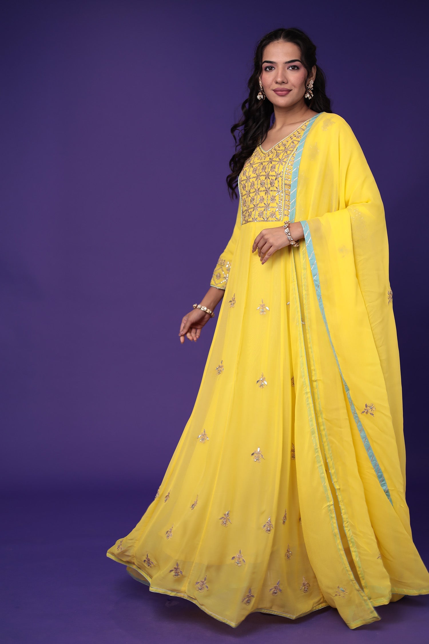 Anarkali Georgette Suit Embroidered with Gota Patti work