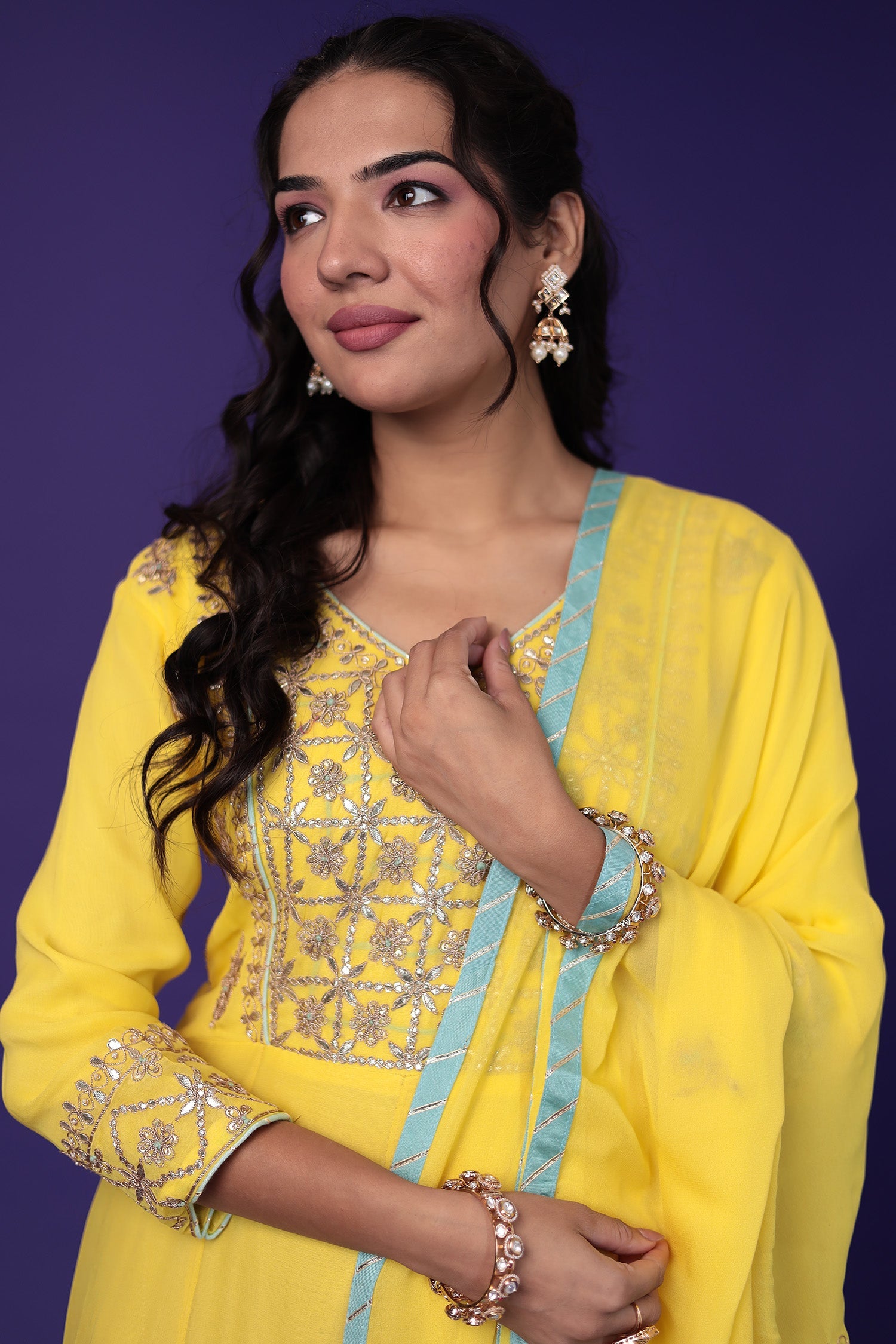 Anarkali Georgette Suit Embroidered with Gota Patti work