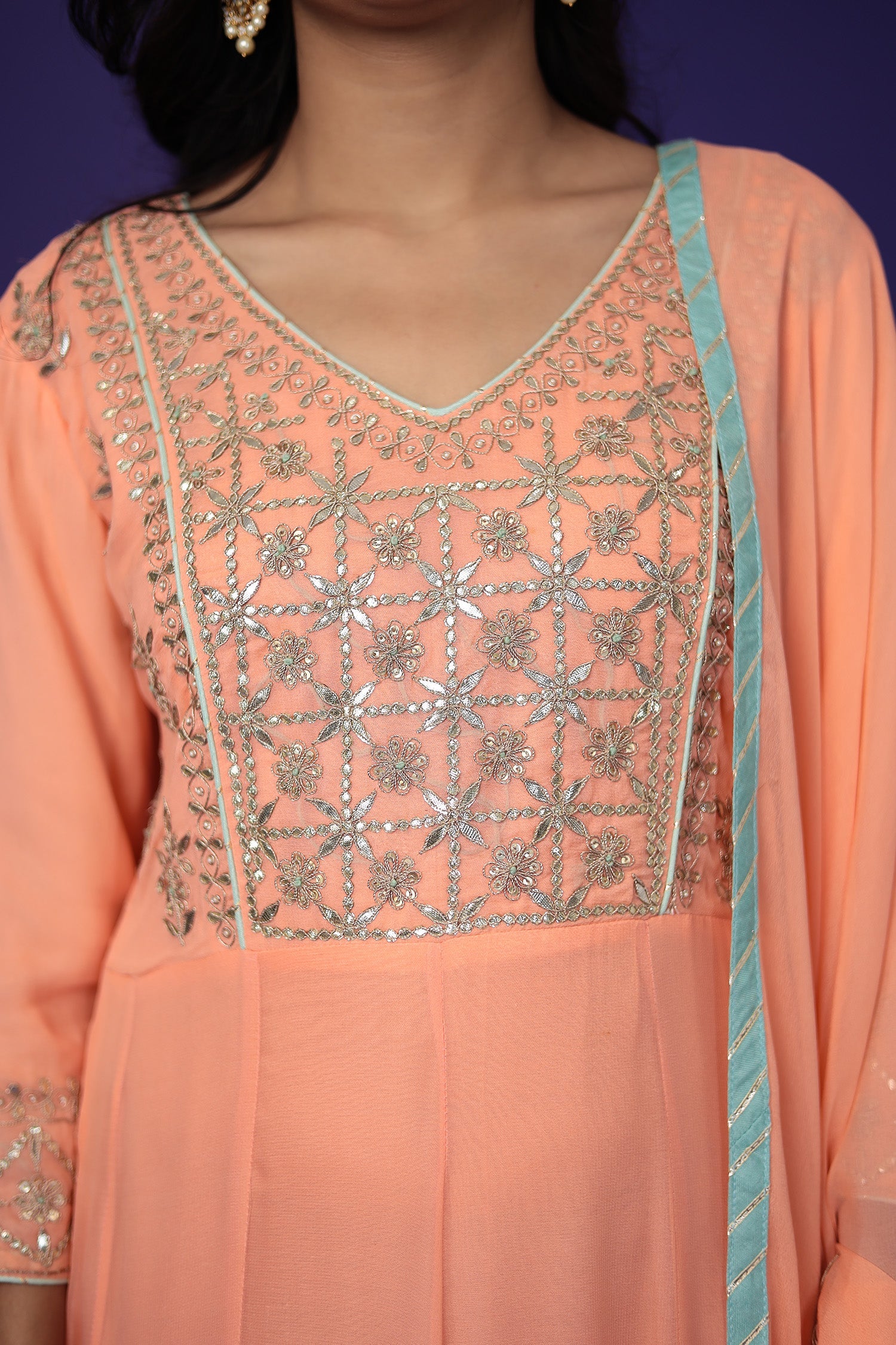 Anarkali Georgette Suit Embroidered with Gota Patti work