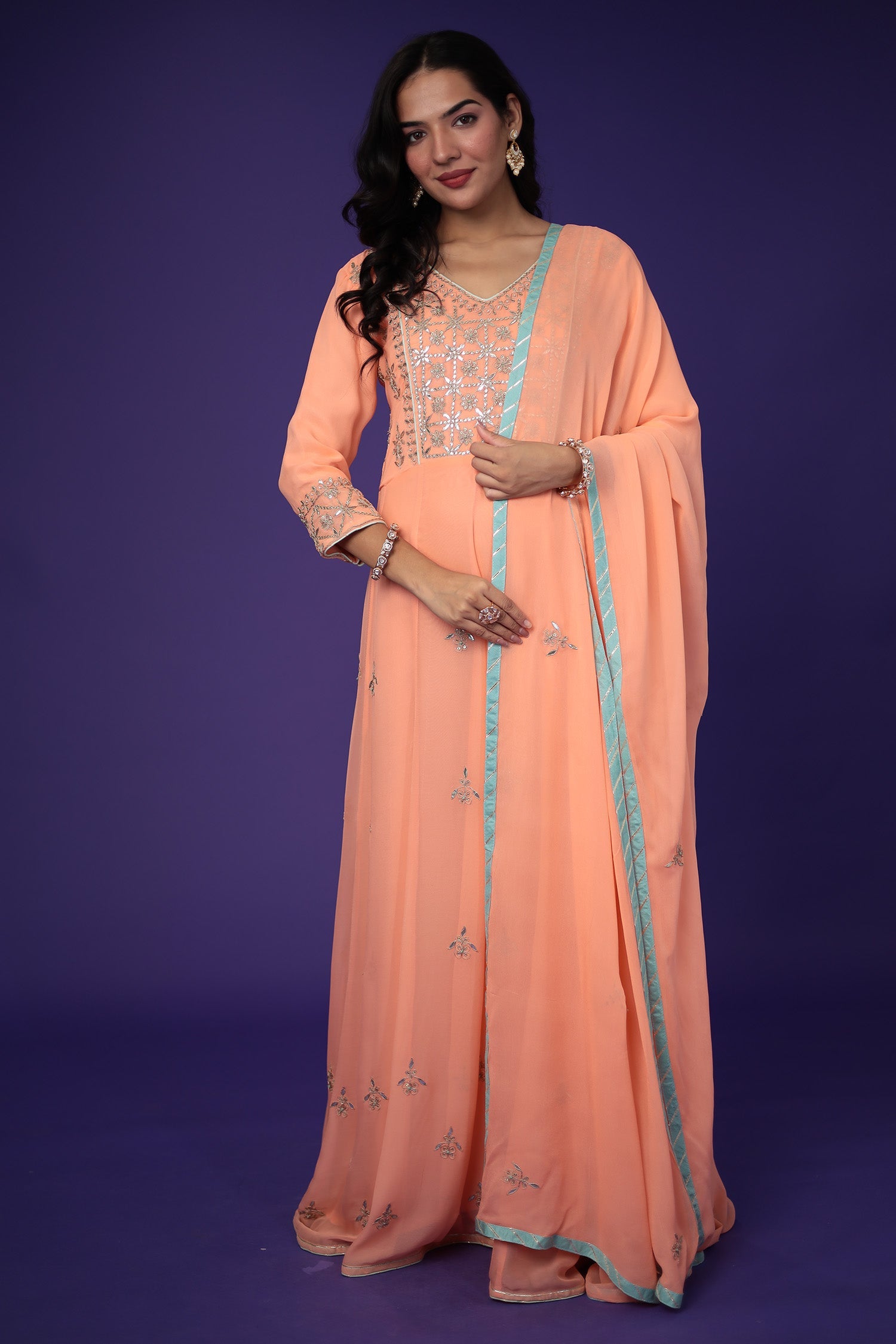 Anarkali Georgette Suit Embroidered with Gota Patti work